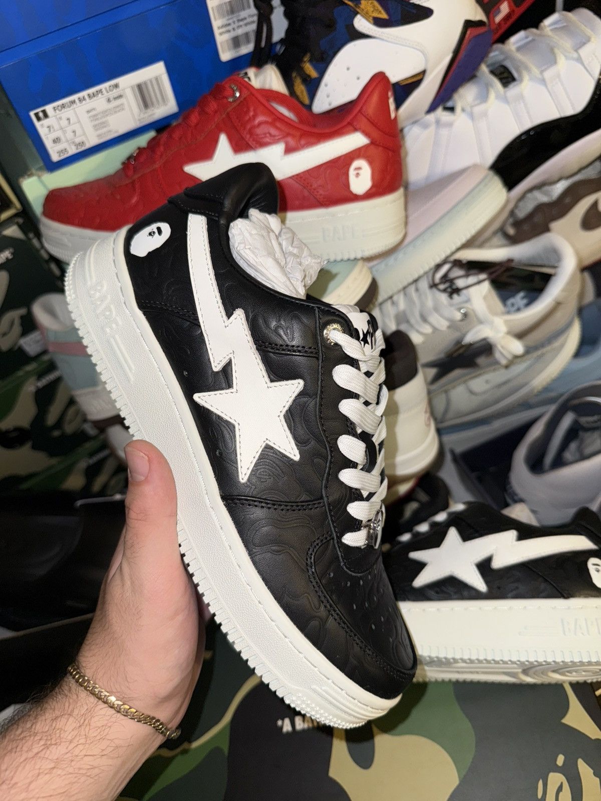 Bape Bapesta Black size 8 Size US 10 / EU 43 - 1 Thumbnail