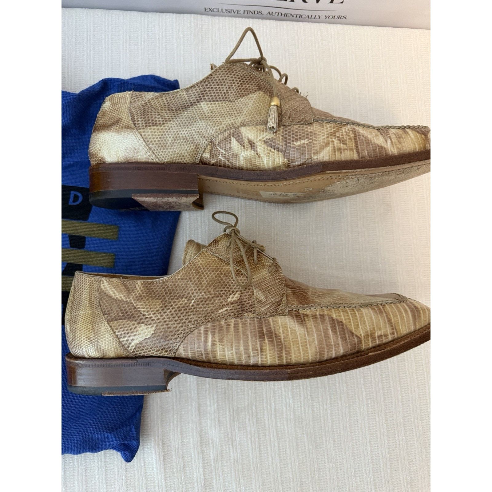 David Eden David Eden SPLASH Ostrich Leg Lizard Dress Shoes Tan Exotic Size US 10 / EU 43 - 8 Thumbnail