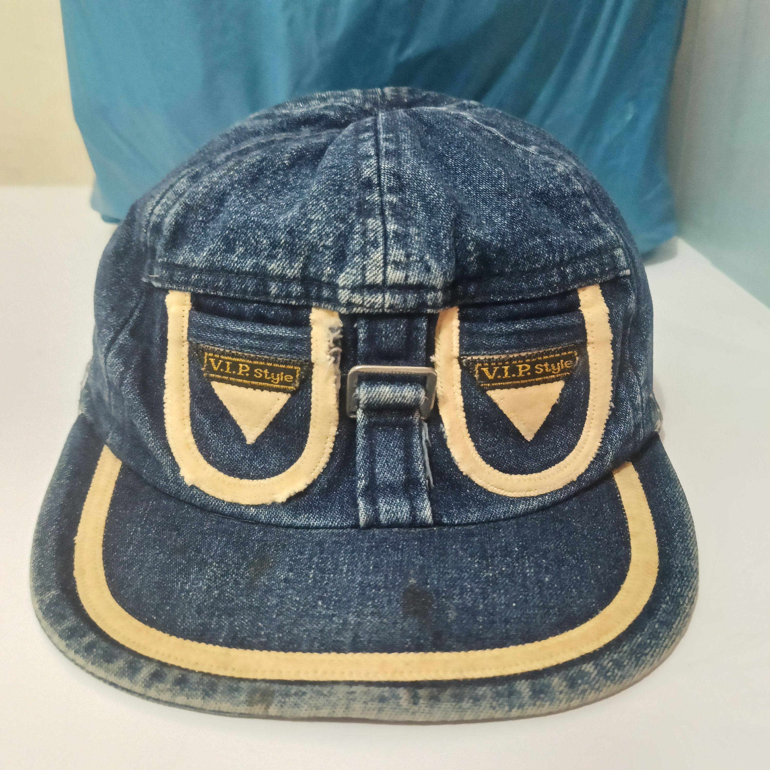 Japanese Brand × Vintage Japanese cap V.I.P. Style denim rare design distressed cap Size ONE SIZE - 1 Thumbnail