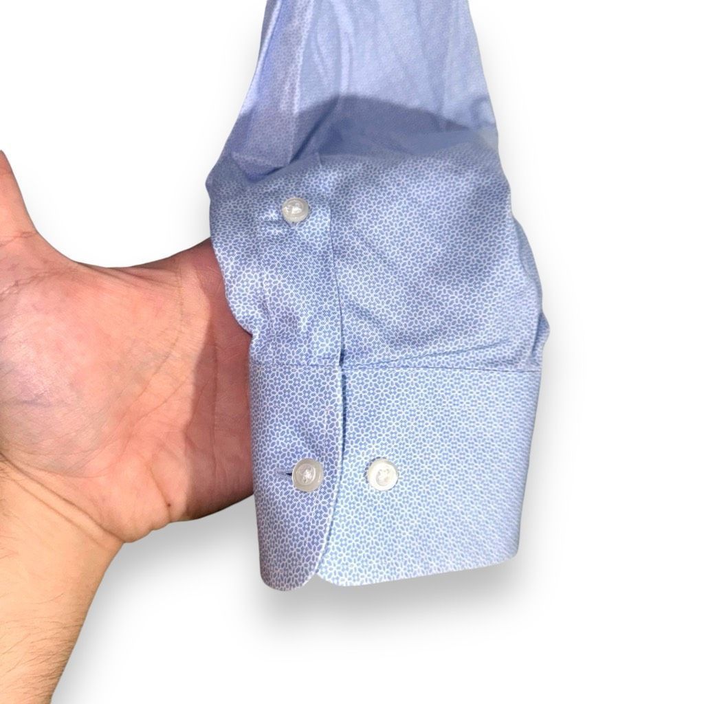 David Donahue David Donahue Light Blue Flower Print Dress Shirt 17.5 32/33 Size US XL / EU 56 / 4 - 6 Thumbnail
