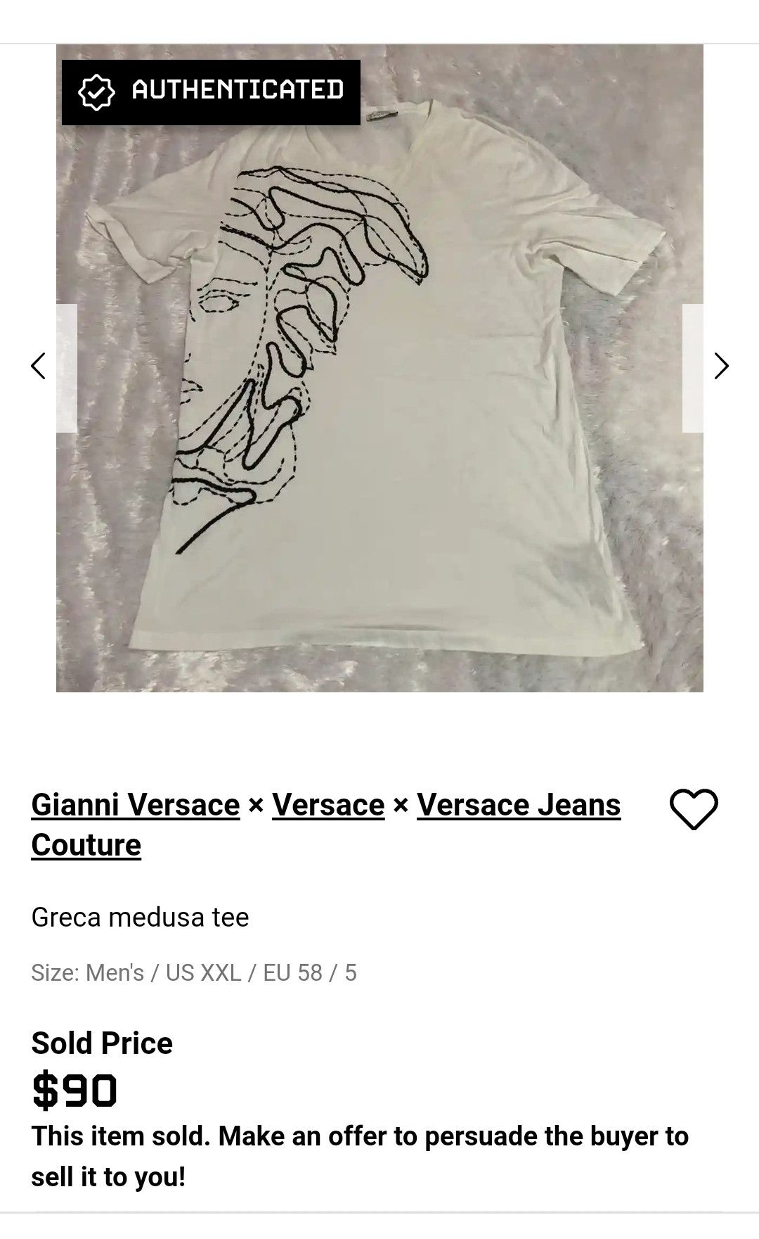 image of Versace Steal Greca Medusa White Tee, Men's (Size Medium)
