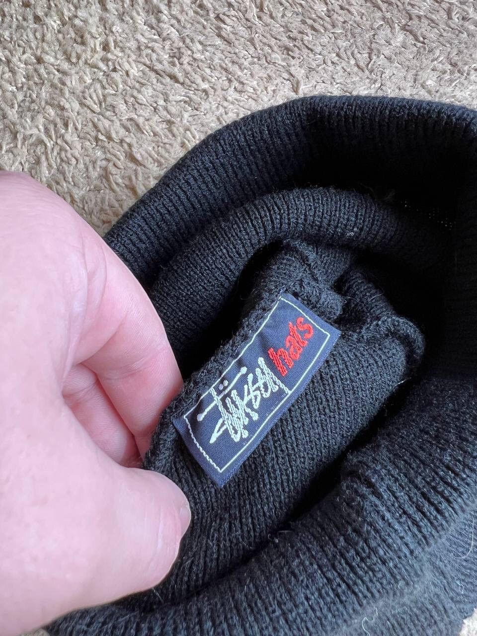 Stussy × Vintage 00s Vintage Stussy Black hat beanie embroidered logo Y2K Size ONE SIZE - 4 Thumbnail