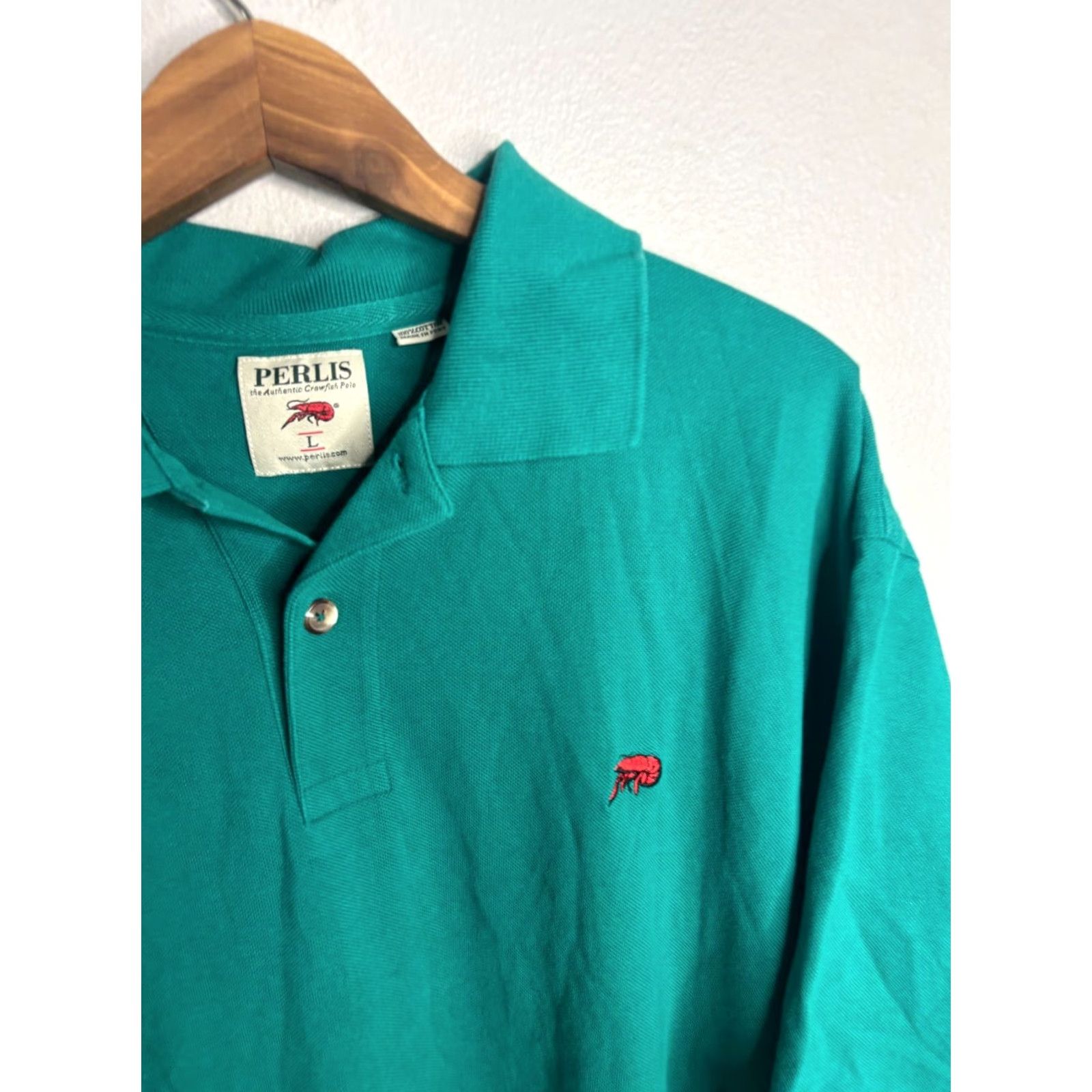 Vintage Perlis Polo Shirt Mens L Green Short Sleeve Collared 6200 Golf Sports Polo Shirt Mens L Green Size US L / EU 52-54 / 3 - 2 Thumbnail