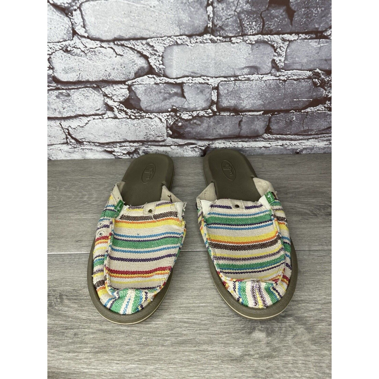 Sanuk Sanuk You Got My Back Canvas Slip On Multicolor Mules Womens Size US 10 / IT 40 - 14 Thumbnail