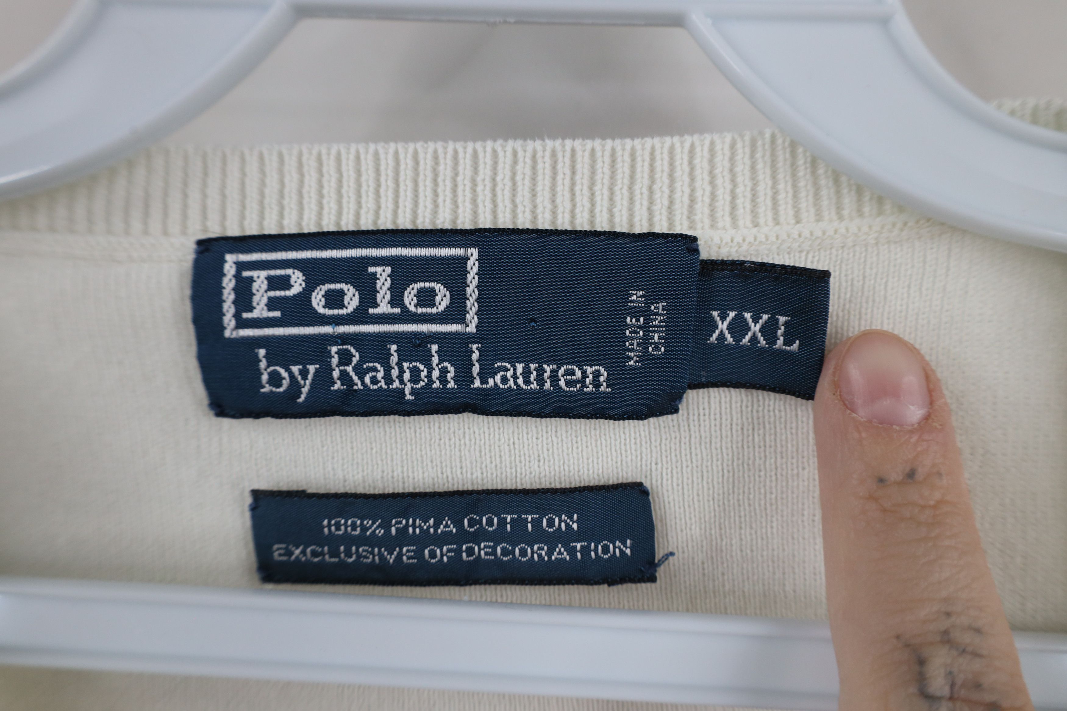 Ralph Lauren × Vintage Vintage 90s Ralph Lauren Cotton Knit V-Neck Sweater Vest Size US XXL / EU 58 / 5 - 8 Thumbnail