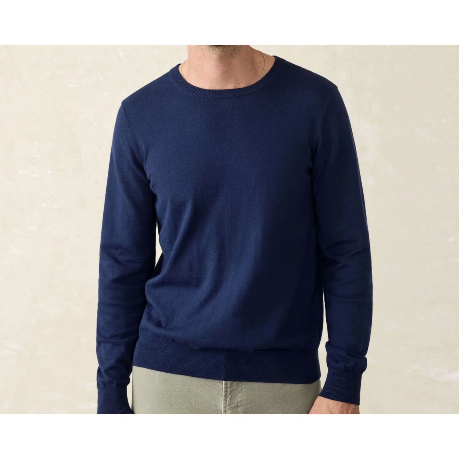 Faherty Faherty Movement Sweater Men 2XL Navy Blue Crewneck Performance Pullover Knit Solid Cotton Polyester Moisture Wicking Lightweight All Seasons Mens Size US XXL / EU 58 / 5 - 3 Thumbnail