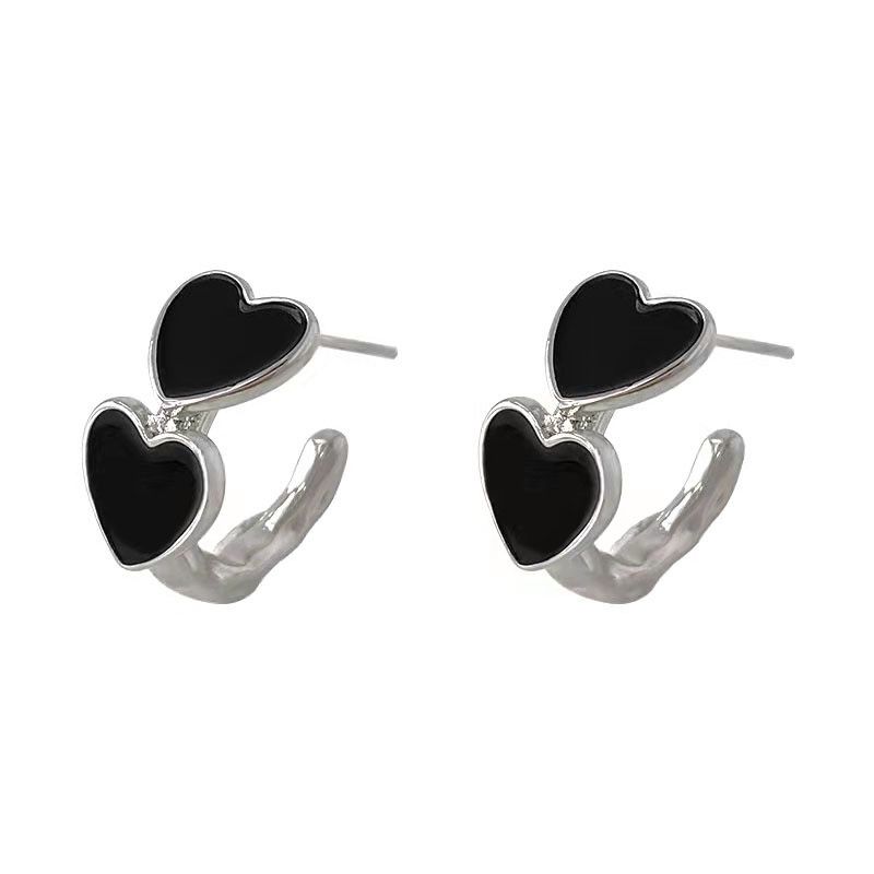 Jewelry Heart Modern Earrings One Pairs Chrome Jewelry Size ONE SIZE - 5 Thumbnail