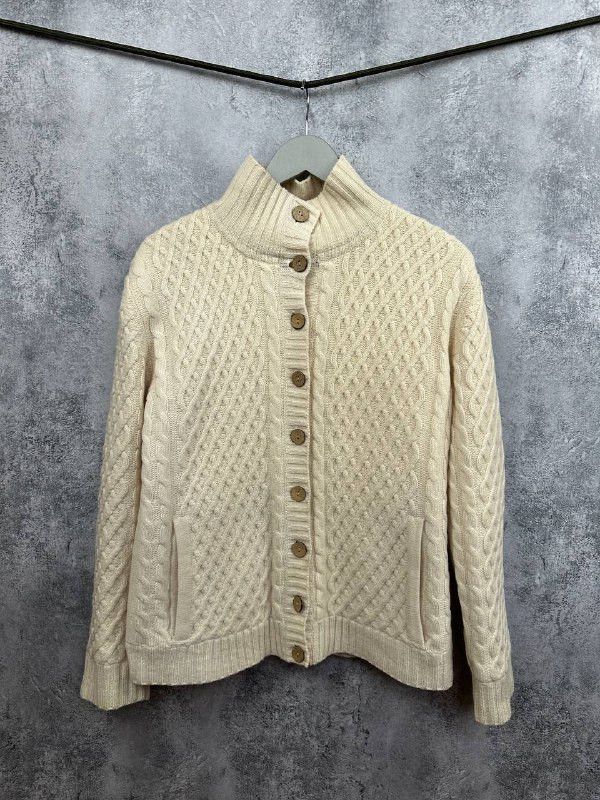 Carraig Donn Carraig Donn Aran Wool Lined Cardig Made in Ireland Cream S Size S / US 4 / IT 40 - 1 Thumbnail