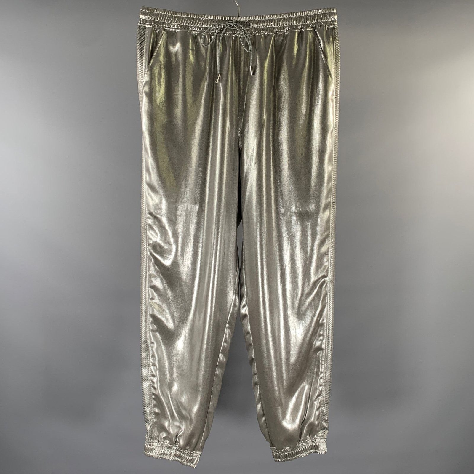 Ralph Lauren RALPH LAUREN Size L Silver Satin Joggers Casual Pants Size US 32 / EU 48 - 1 Thumbnail
