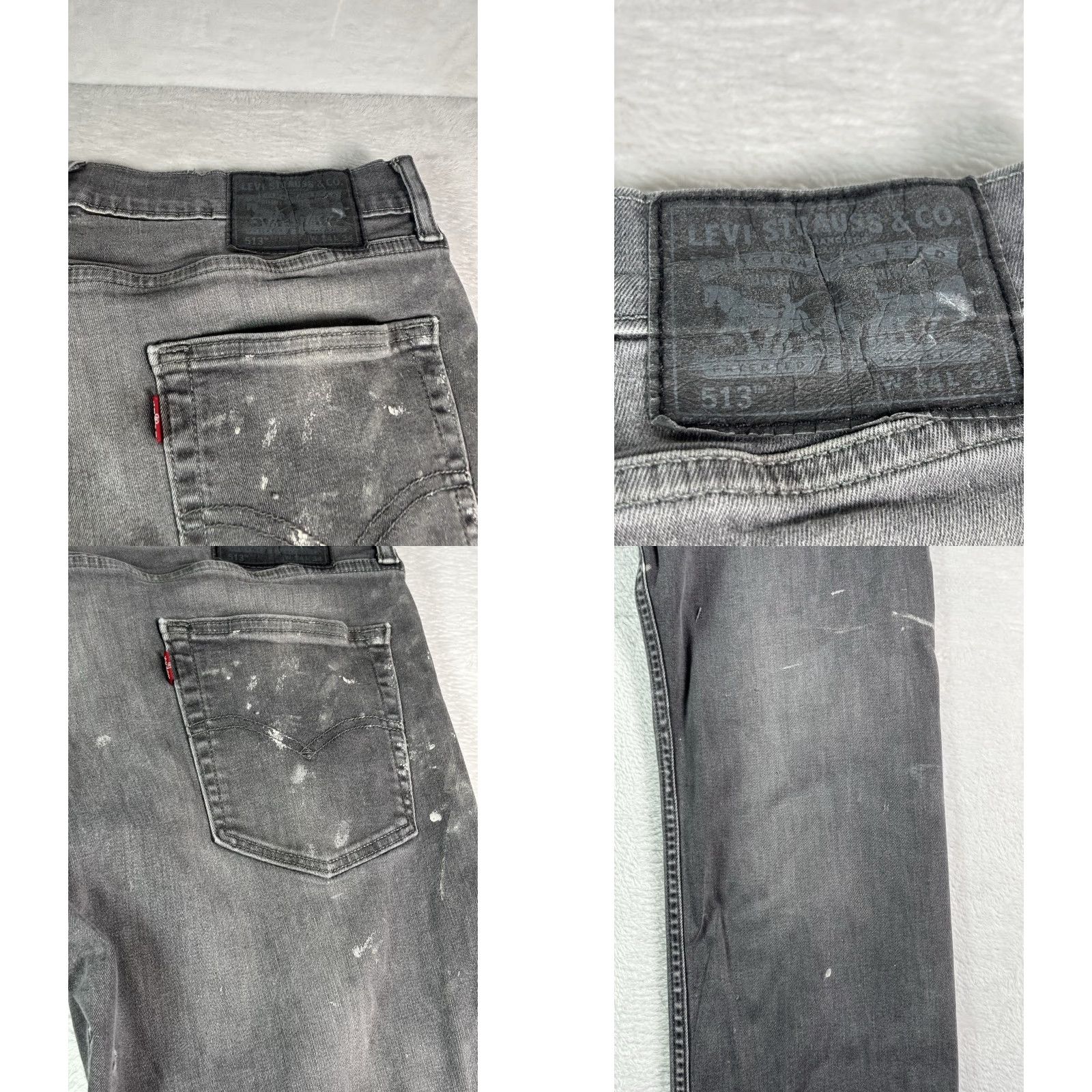 Levi's VTG Levis 513 Men's Jeans Straight Regular Fit 34x34 Gray/Black Distressed Button Zip Denim Cotton 5-Pocket Covenant Size US 34 / EU 50 - 8 Thumbnail