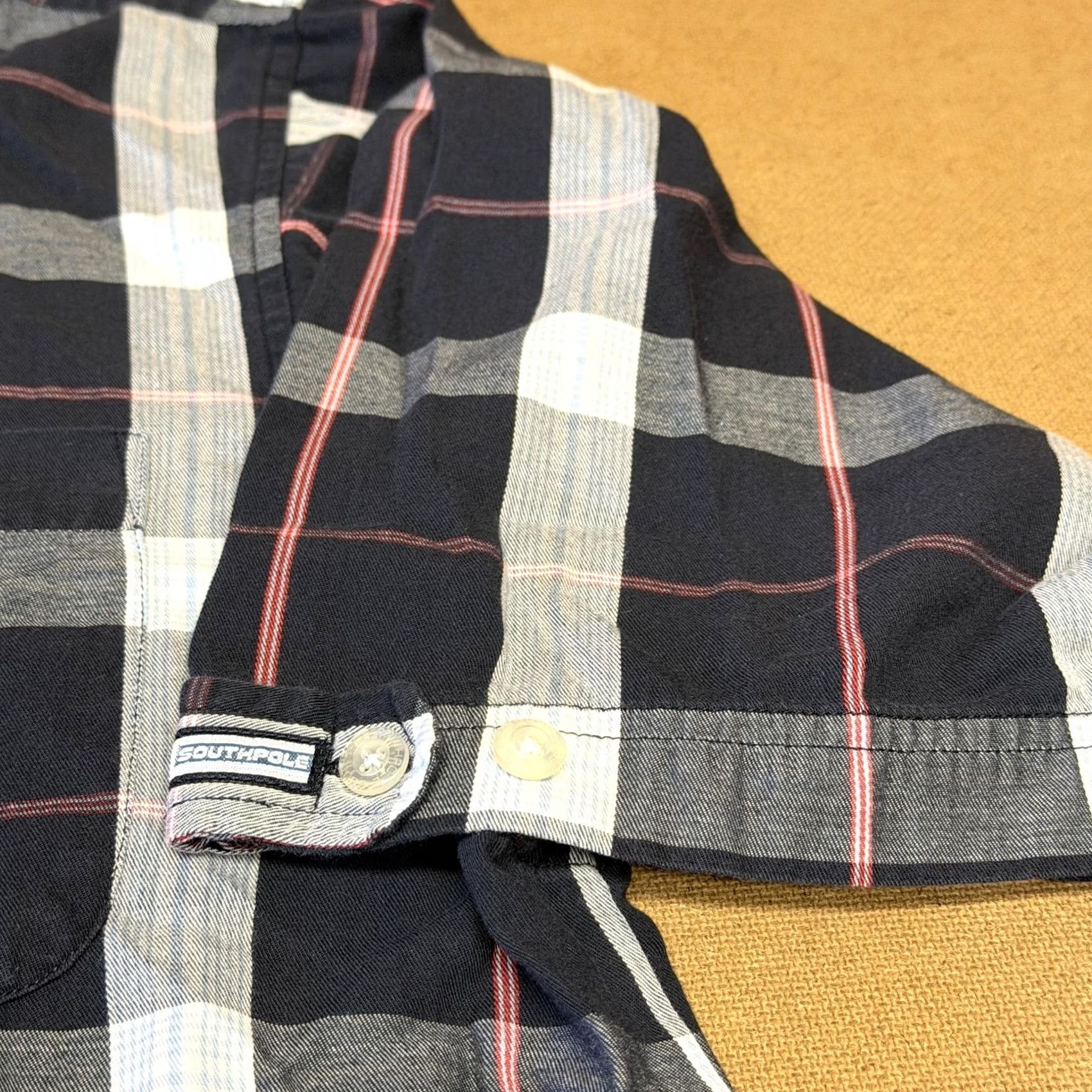 Southpole Southpole Shirt Mens XL Navy Plaid Short Sleeve Button Front Cotton Size US XL / EU 56 / 4 - 6 Thumbnail