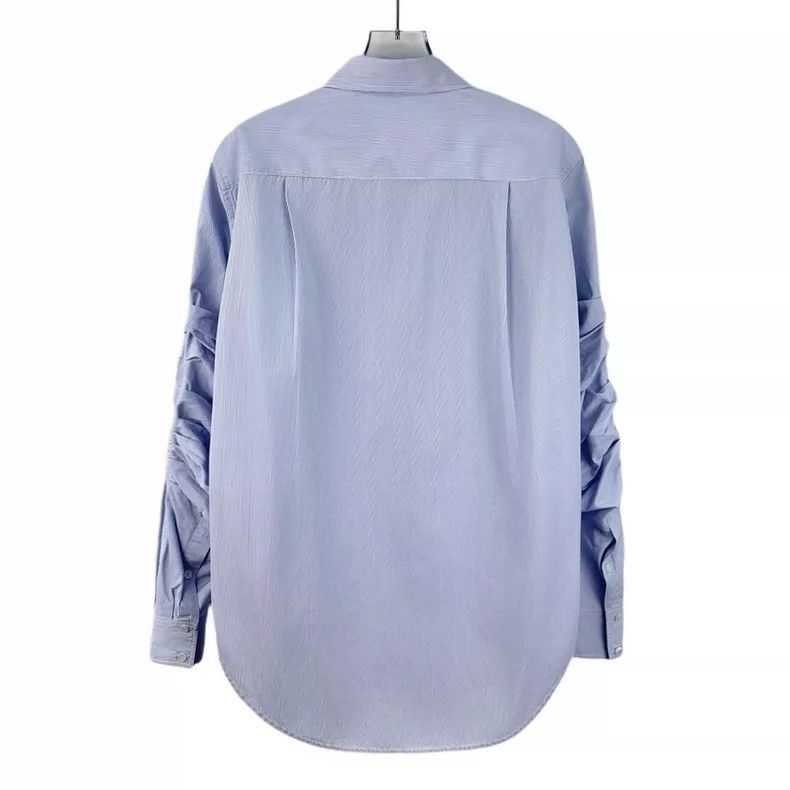 Celine Celine Light Blue Striped Long Sleeve Shirt Size XXS / US 00 / IT 34 - 2 Thumbnail