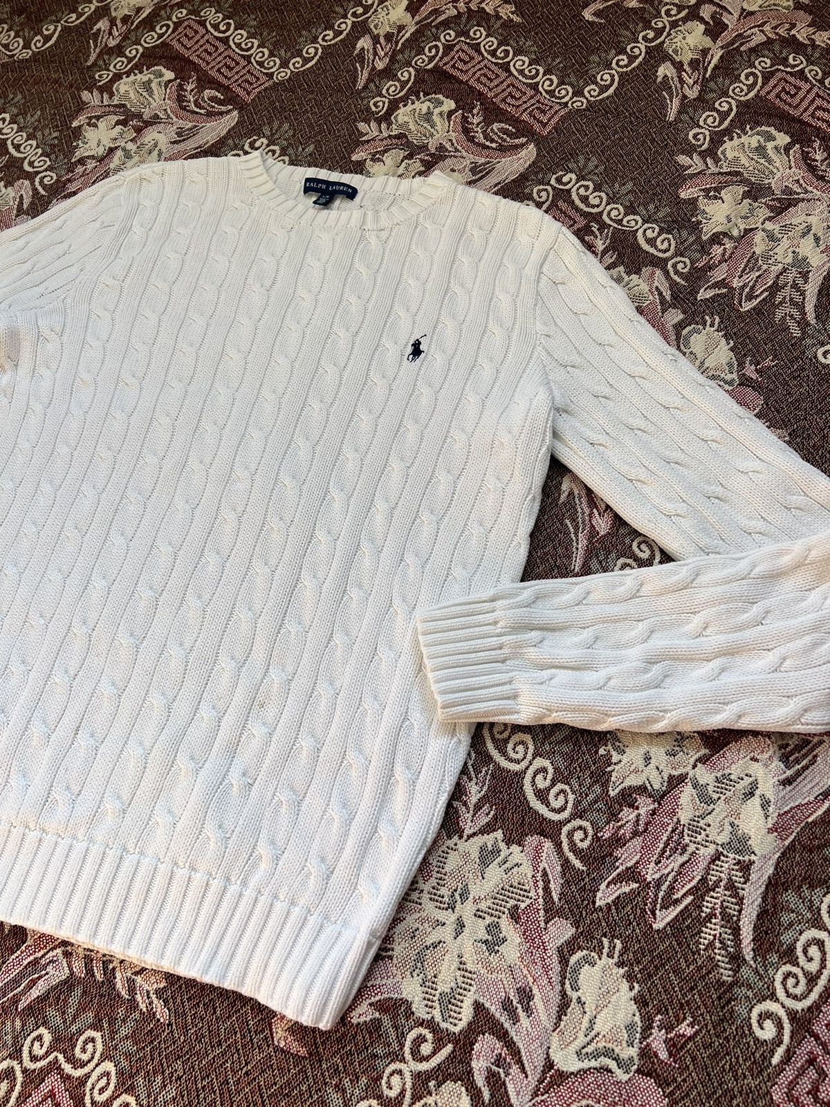 Polo Ralph Lauren × Vintage Vintage Polo Ralph Lauren Cotton Cable Knit Jumper Sweater Size L / US 10 / IT 46 - 4 Thumbnail