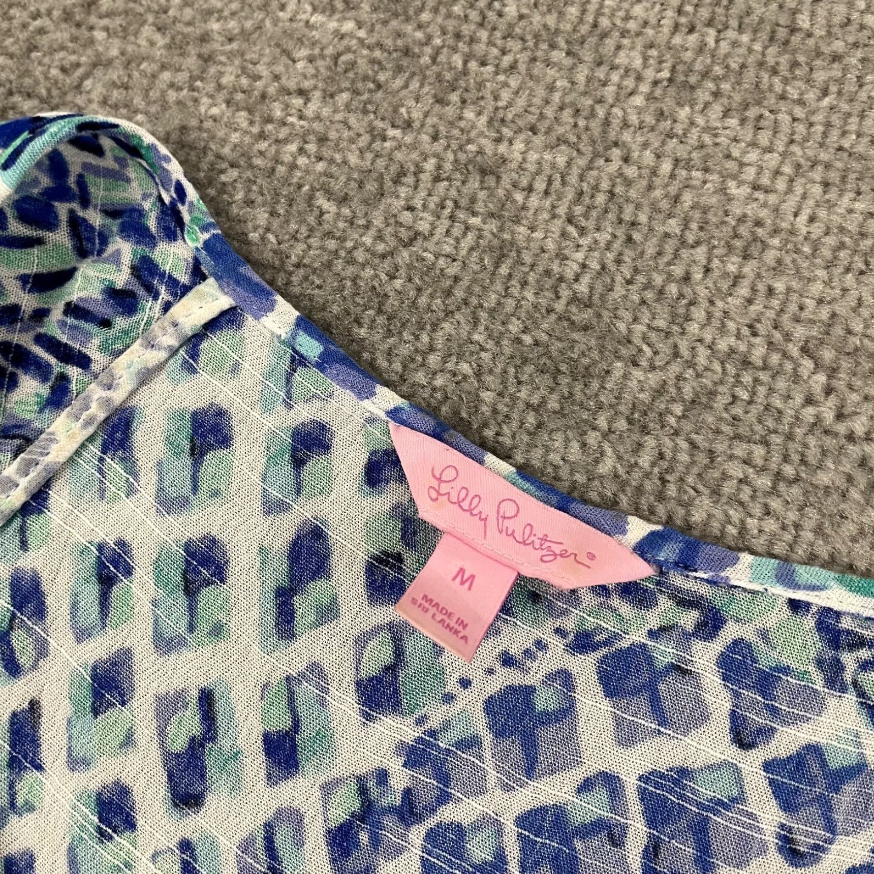 Lilly Pulitzer Lilly Pulitzer Blouse Women Medium Blue Geometric Tassel Bell Sleeve Casual Boho Size M / US 6-8 / IT 42-44 - 2 Thumbnail