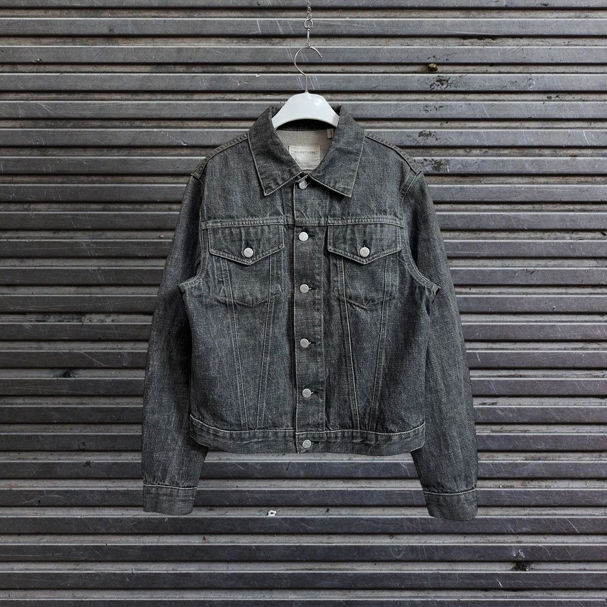 ジャケット・アウター Helmut Lang 1999 coated black denim HELMUT LANG ─ '1999 Coated Black Denim' two-pieces