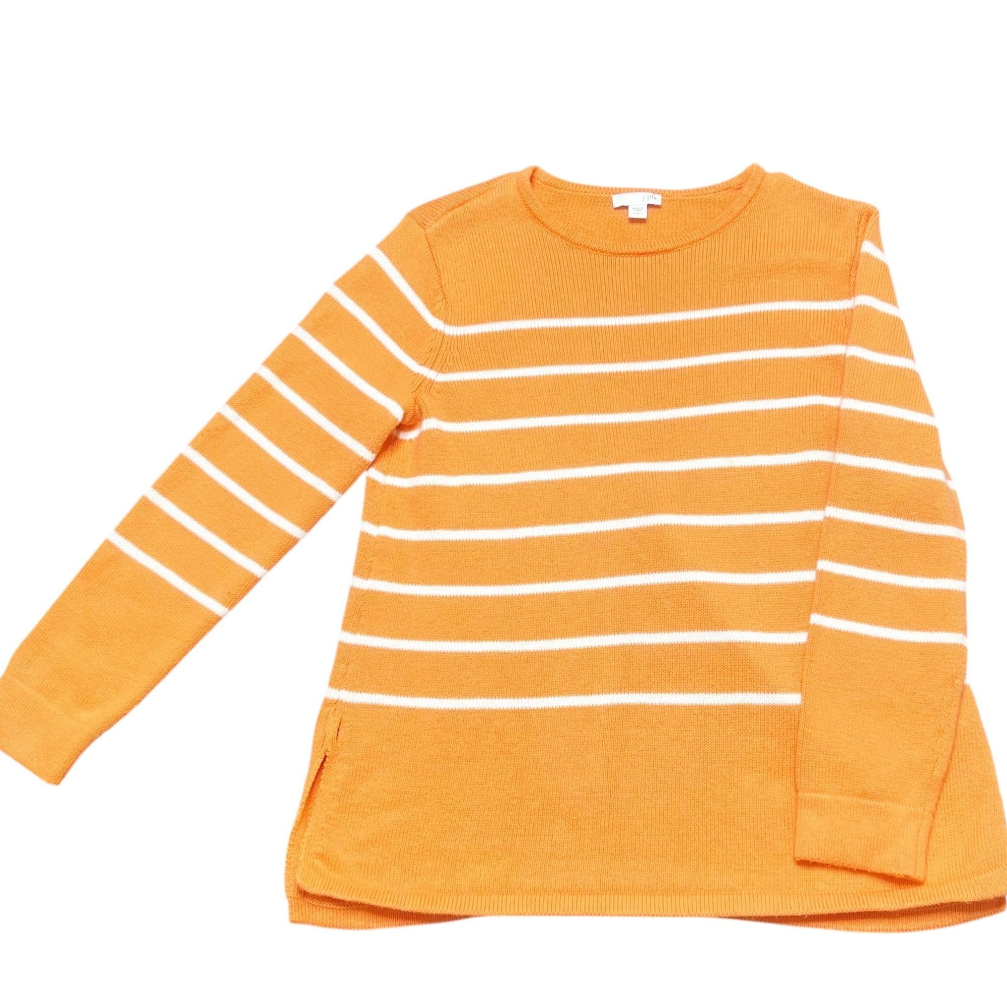 J. Jill J Jill Sweater Womens Size SP Orange White Striped Scoop Nec Size S / US 4 / IT 40 - 1 Thumbnail