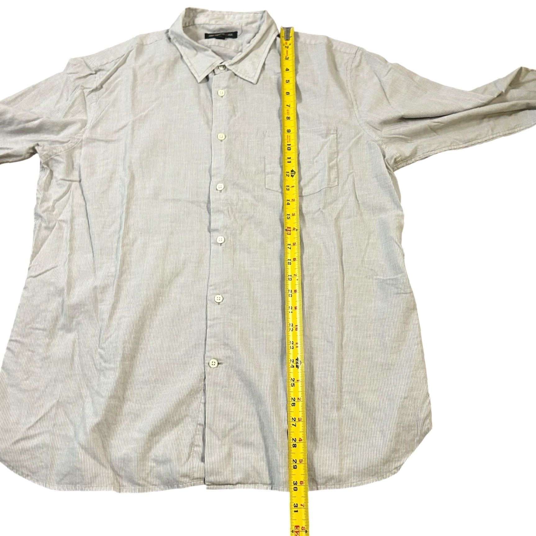John Varvatos John Varvatos Shirt Mens 2XL Gray Striped Cotton Long Sleeve Casual Button-Down Size US XXL / EU 58 / 5 - 7 Thumbnail