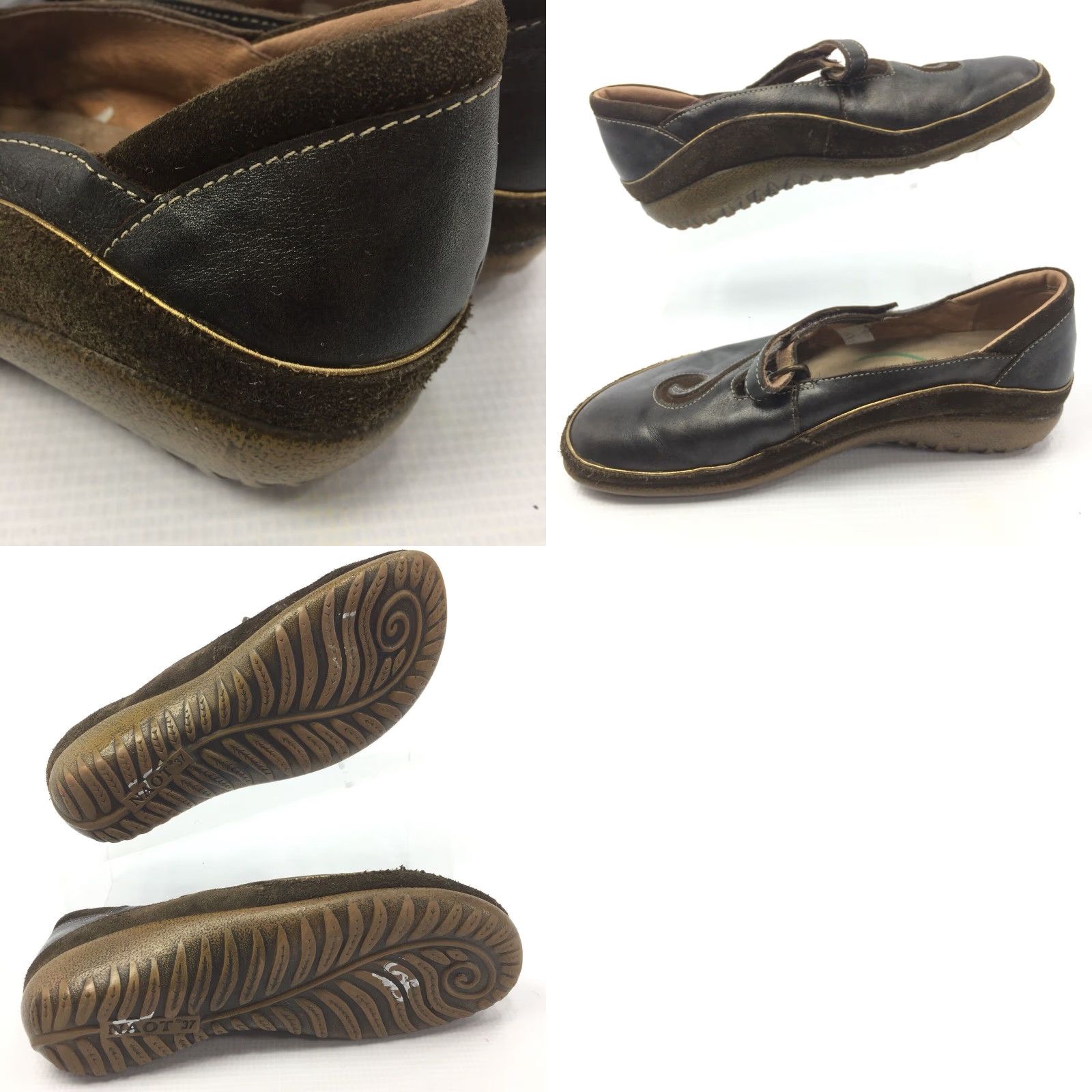 Vintage NAOT Matai Women's Sandals 6 / 37 Brown Gold Mary Jane Leather Flat Size US 6 / IT 36 - 8 Thumbnail