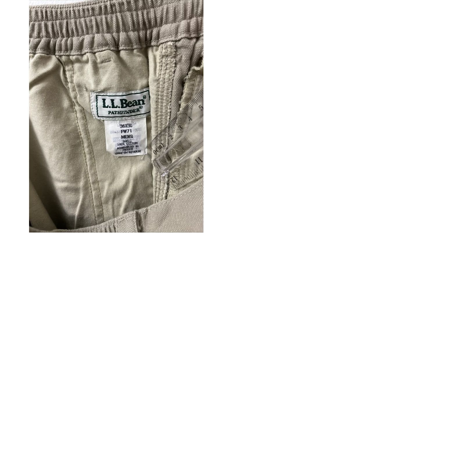 Vintage VINTAGE L.L. Bean Pathfinder Pants Mens 34x28 Khaki Tan Canvas Straight Leg YKK Zip Fly Button Closure casual workwear 5-Pocket Mens Regular Beige Size US 34 / EU 50 - 9 Thumbnail