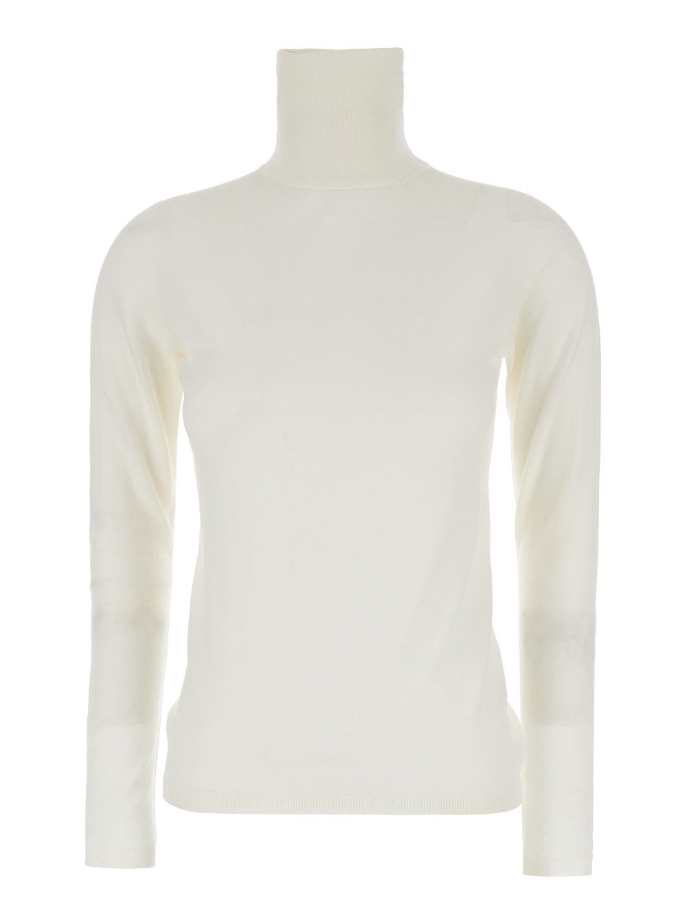 Max Mara White High Neck Sweater in Wool Woman Size L / US 10 / IT 46 - 1 Thumbnail