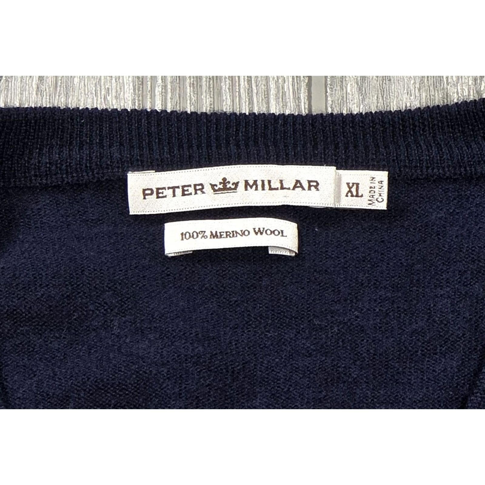 Peter Millar Peter Millar Crown Soft V-Neck Sweater Long Sleeve Mens XL Blue Merino Wool Size US XL / EU 56 / 4 - 6 Thumbnail