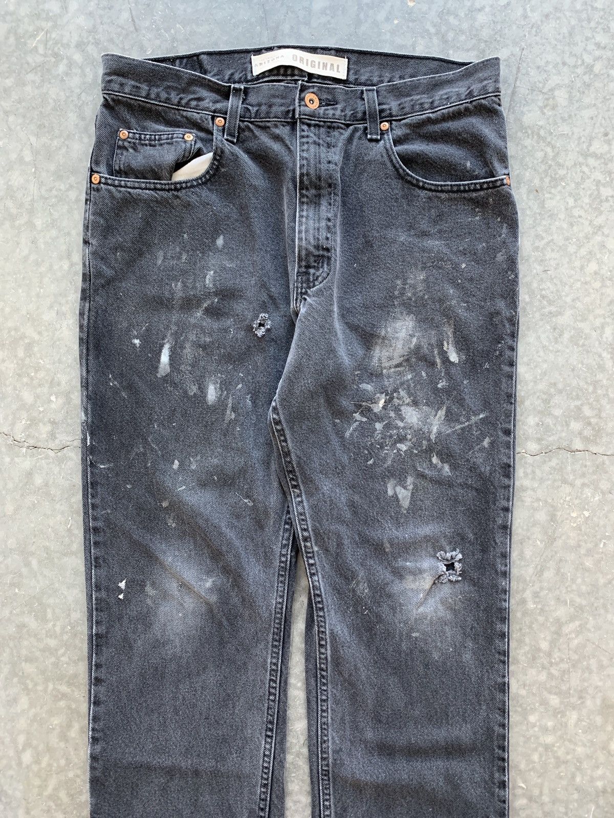 Japanese Brand × Unsound Rags × Vintage Crazy Vintage Y2K Faded Black Painter Jeans Skater Essential Size US 34 / EU 50 - 2 Thumbnail