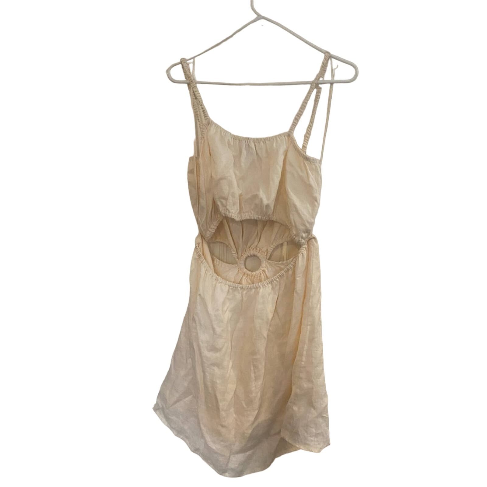FAITHFULL FAITHFULL THE BRAND BEIGE LINEN CUTOUT MINI DRESS XL Size XL / US 12-14 / IT 48-50 - 5 Thumbnail