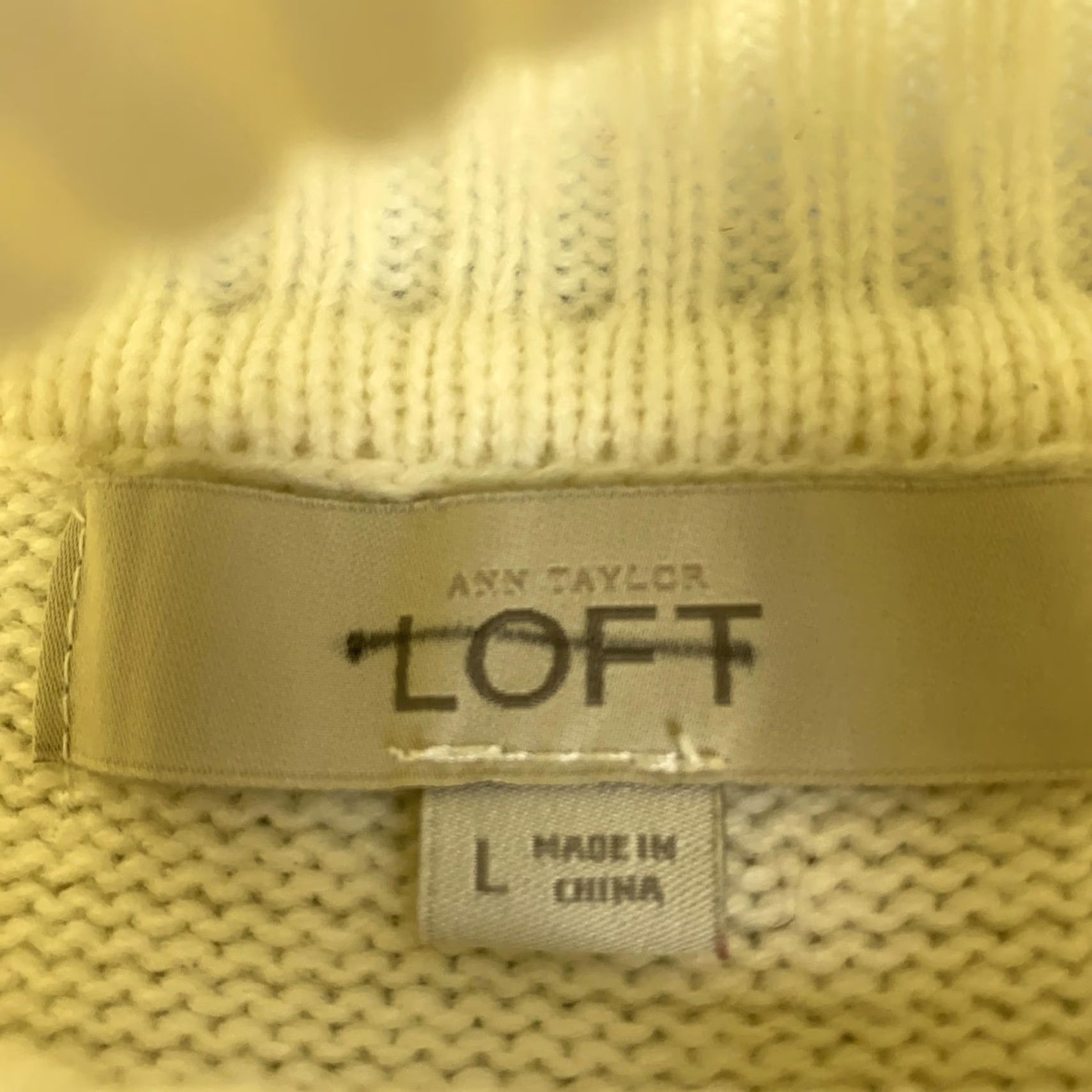Loft LOFT Sweater Women’s Large Ivory Pullover Turtleneck Ribbed Knit Long Sleeve Size L / US 10 / IT 46 - 6 Thumbnail