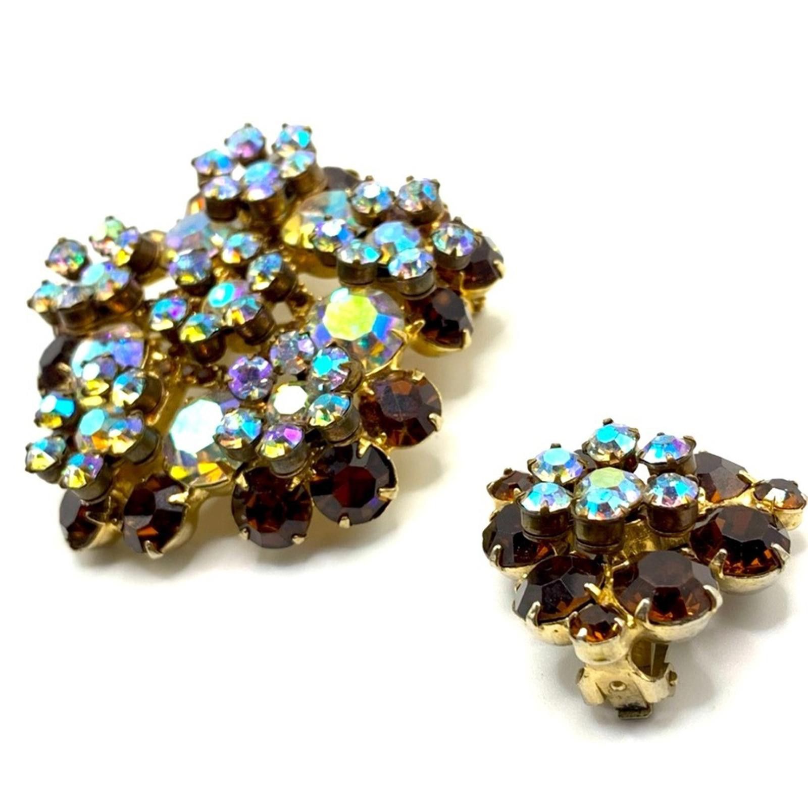 Vintage Verified 60's JULIANA D&E Set Floral Brooch Clip On Earrings Size ONE SIZE - 4 Thumbnail