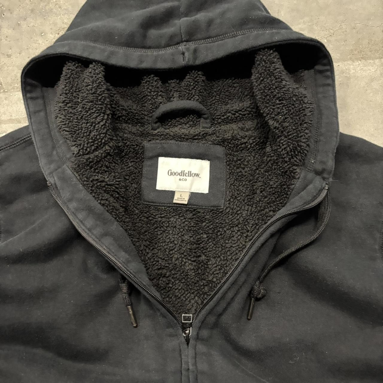 Japanese Brand × Vintage Crazy Vintage Y2K/2000s Black Blank Sherpa Lined Essential Zip Up Hoodie! Size US L / EU 52-54 / 3 - 6 Thumbnail