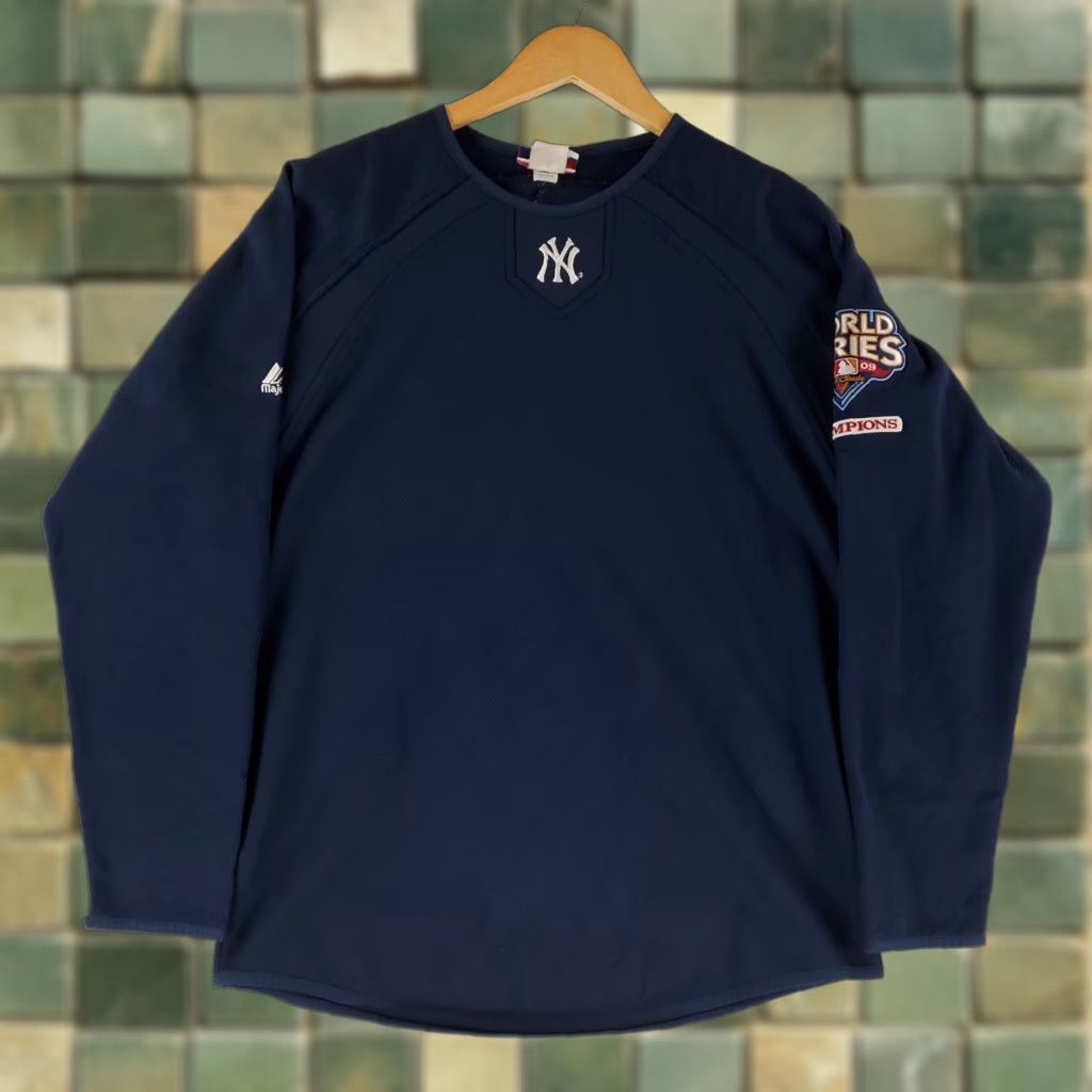 Vintage VINTAGE Majestic New York Yankees Shirt Warm Up 2009 World Series Blue Mens XL Size US XL / EU 56 / 4 - 1 Thumbnail