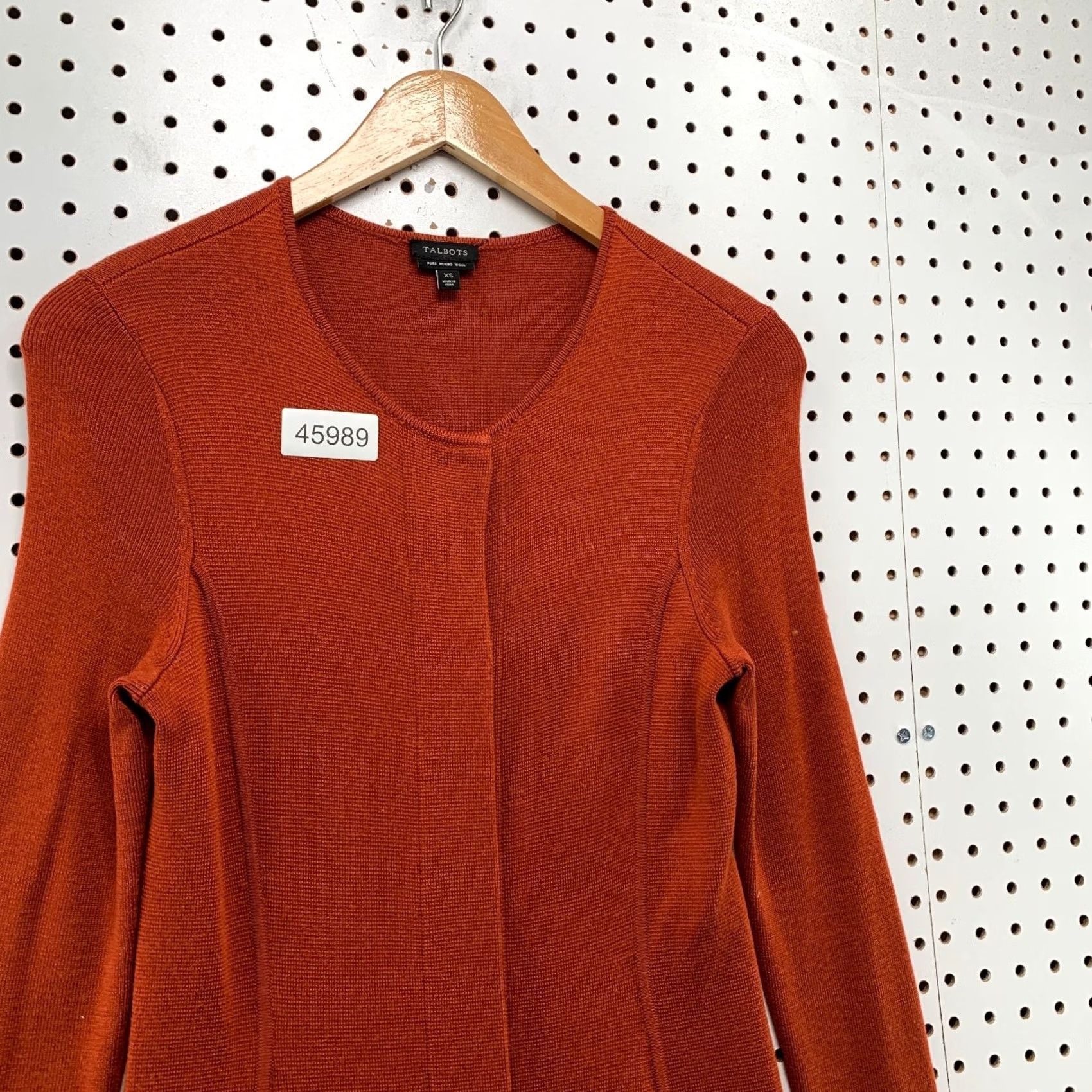 Talbots Talbot Cardigan Sweater 100% Merino Wool Womens XS Burnt Orange Pockets Size XS / US 0-2 / IT 36-38 - 7 Thumbnail