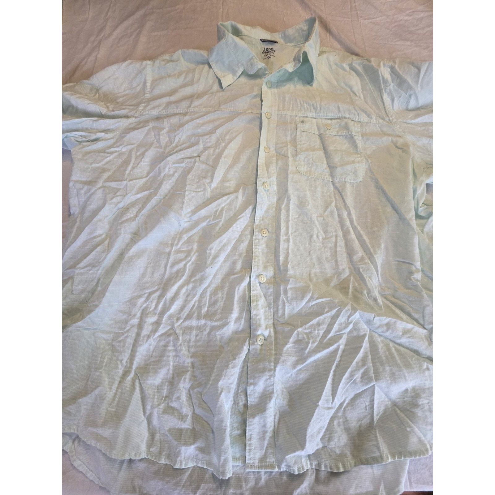 Izod Izod Relaxed Fit 100% Cotton Men's Short Sleeve Button Down Size US XXL / EU 58 / 5 - 4 Thumbnail