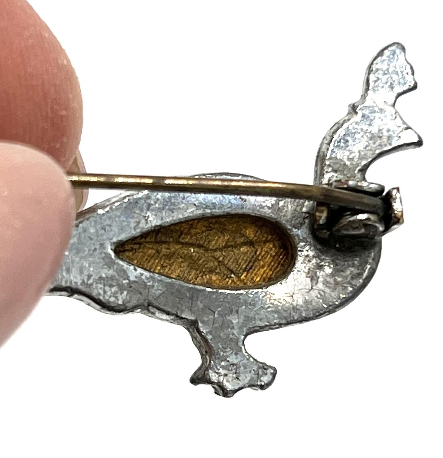 Other Antique Morpho Butterfly Wing Silvertone Peacock Brooch Size ONE SIZE - 6 Thumbnail