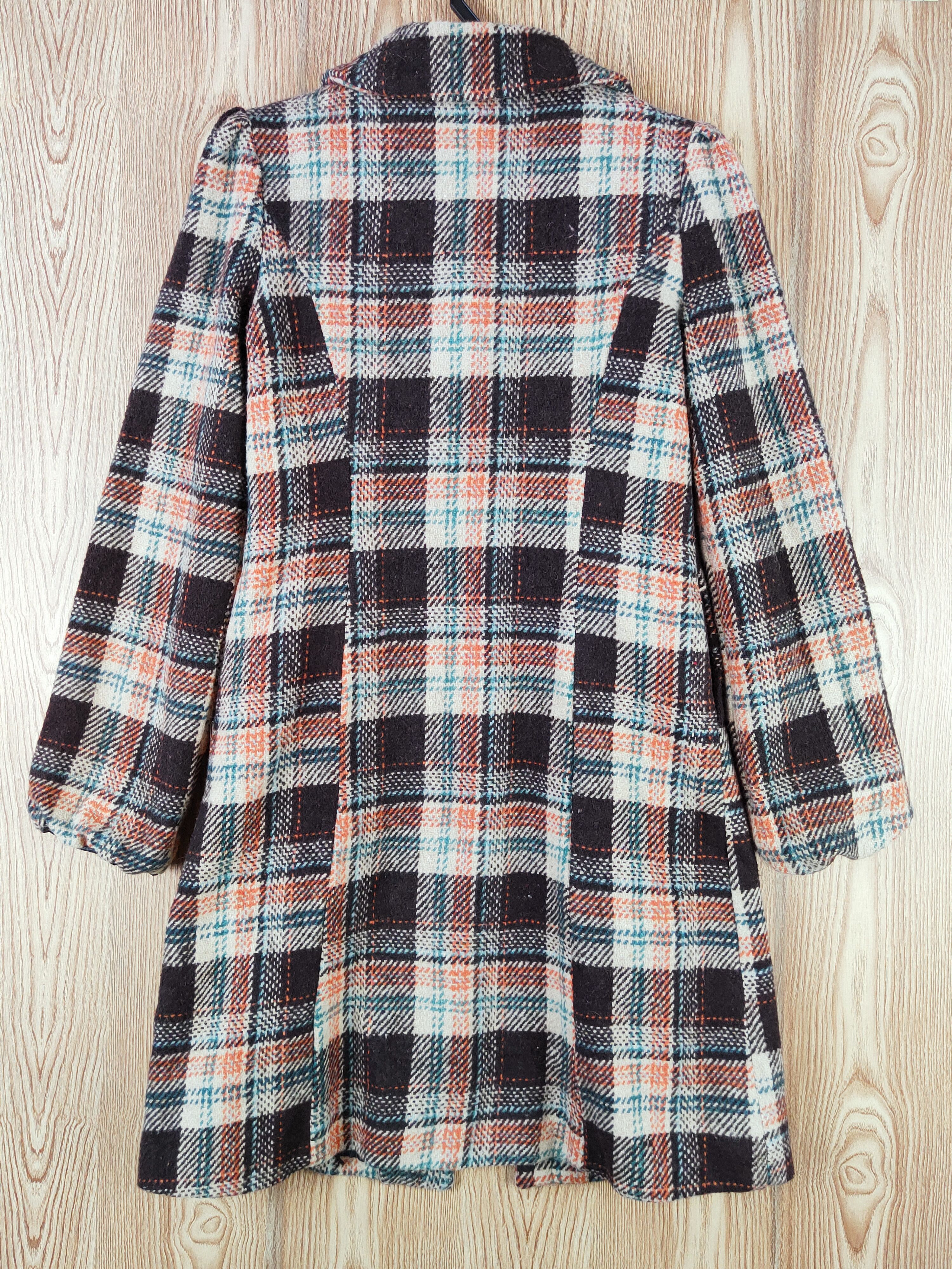 Homespun Knitwear × Japanese Brand × Vintage Japan checkered parkas Brown Knitwear Long Jackets #W584 Size S / US 4 / IT 40 - 8 Thumbnail