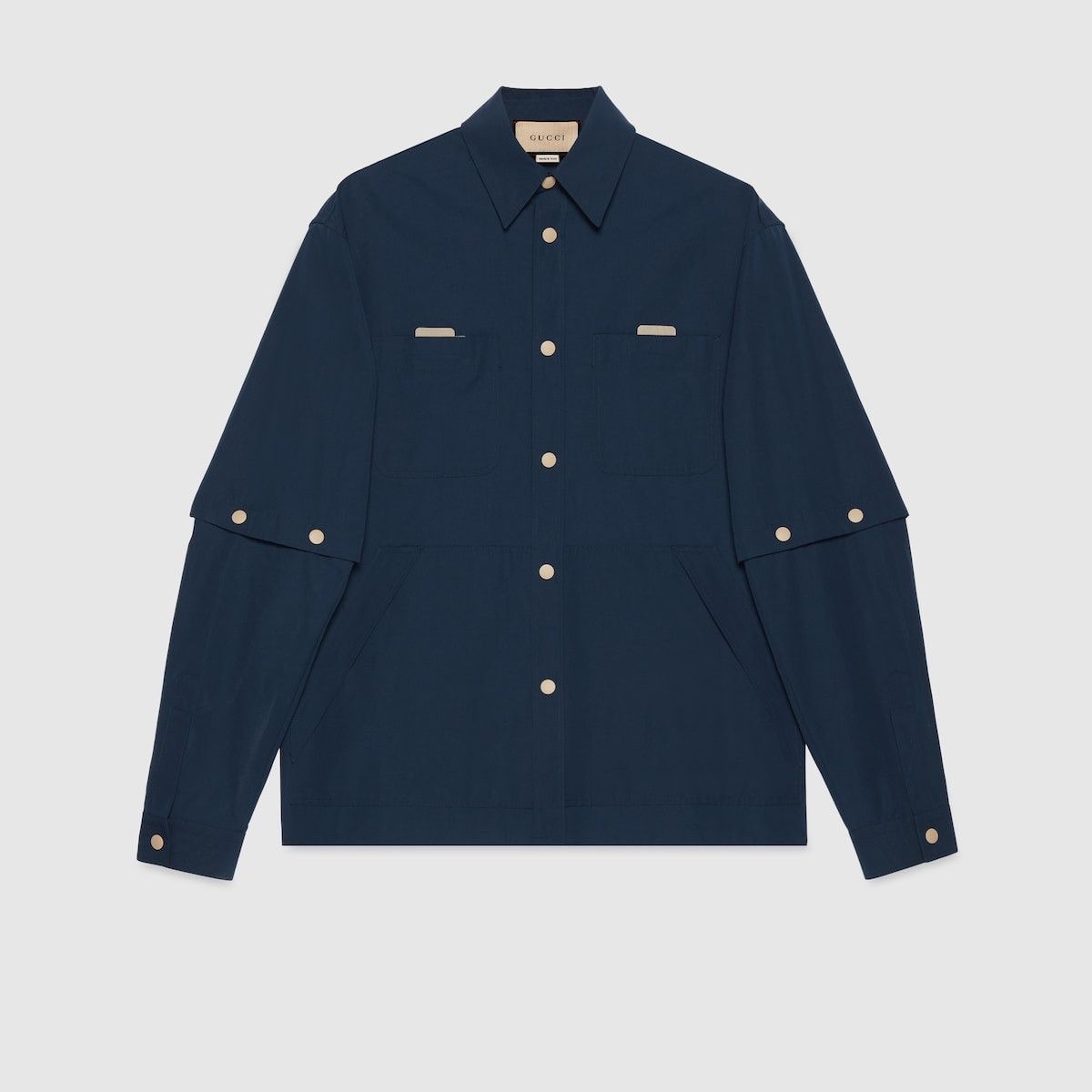 Gucci o1s1wg110225 Cotton Nylon Shirt With Embroidery in Navy Blue Size US L / EU 52-54 / 3 - 1 Thumbnail