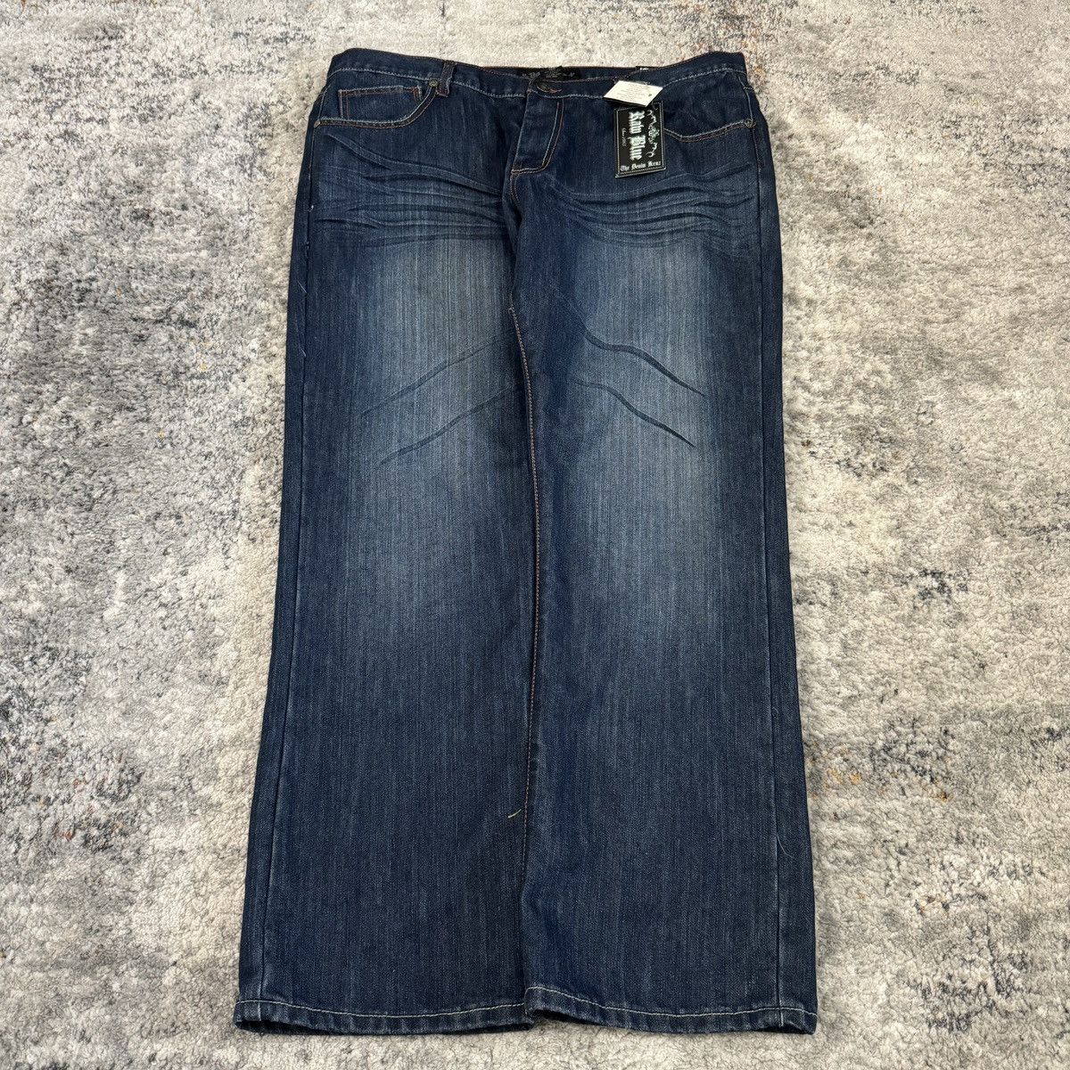 JNCO × Japanese Brand × Vintage Crazy Vintage y2k Raw blue baggy wide leg embroidered jeans Size US 40 / EU 56 - 2 Thumbnail
