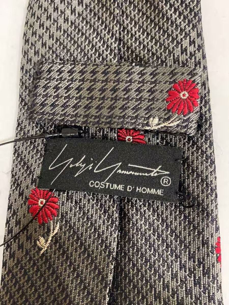 Yohji Yamamoto YOHJI YAMAMOTO Silk Gray Floral Men's Tie Size ONE SIZE - 2 Thumbnail