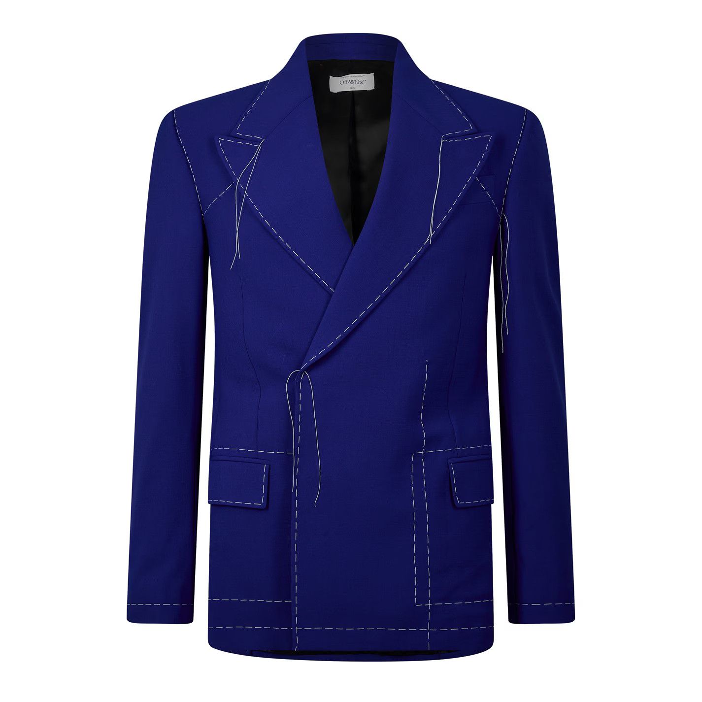 Off-White o1g2r1mq0326 Body Stitch Double-Breasted Blazer in Blue Size US XXS / EU 40 - 1 Thumbnail