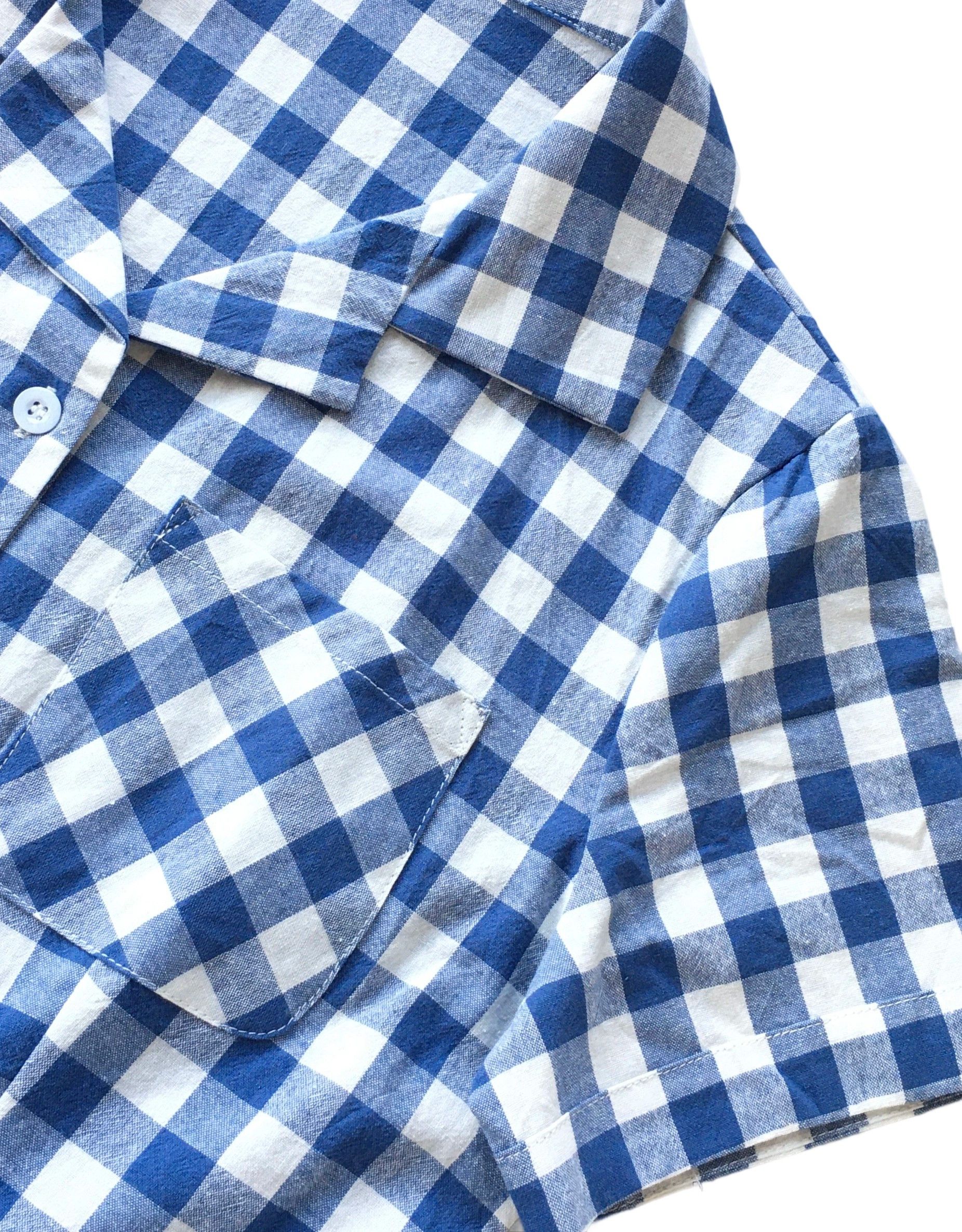 Other Women Shirt Casual Button Blouse Navy&White Checkered Size L / US 10 / IT 46 - 5 Thumbnail