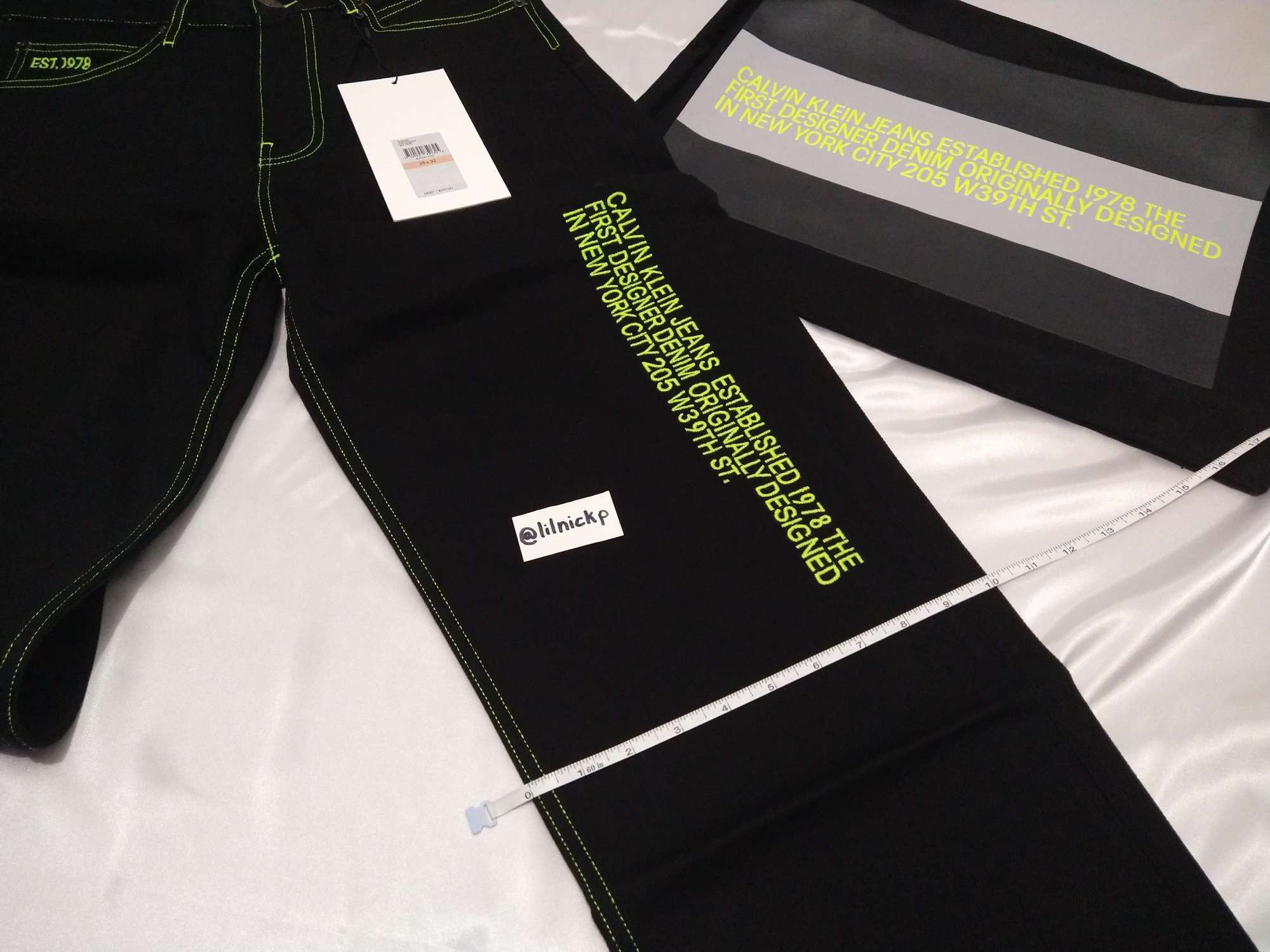 Calvin Klein 205W39NYC EST. 1978 Baggy Black Hole Jeans Size US 28 / EU 44 - 10 Thumbnail