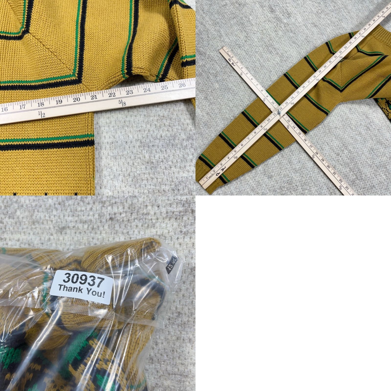 Arrow VINTAGE Arrow Worsted Wool Grandpa Sweater Geometric Striped Yellow Green Crew Neck Pullover Knit 80s 90s Mens M Size US M / EU 48-50 / 2 - 8 Thumbnail