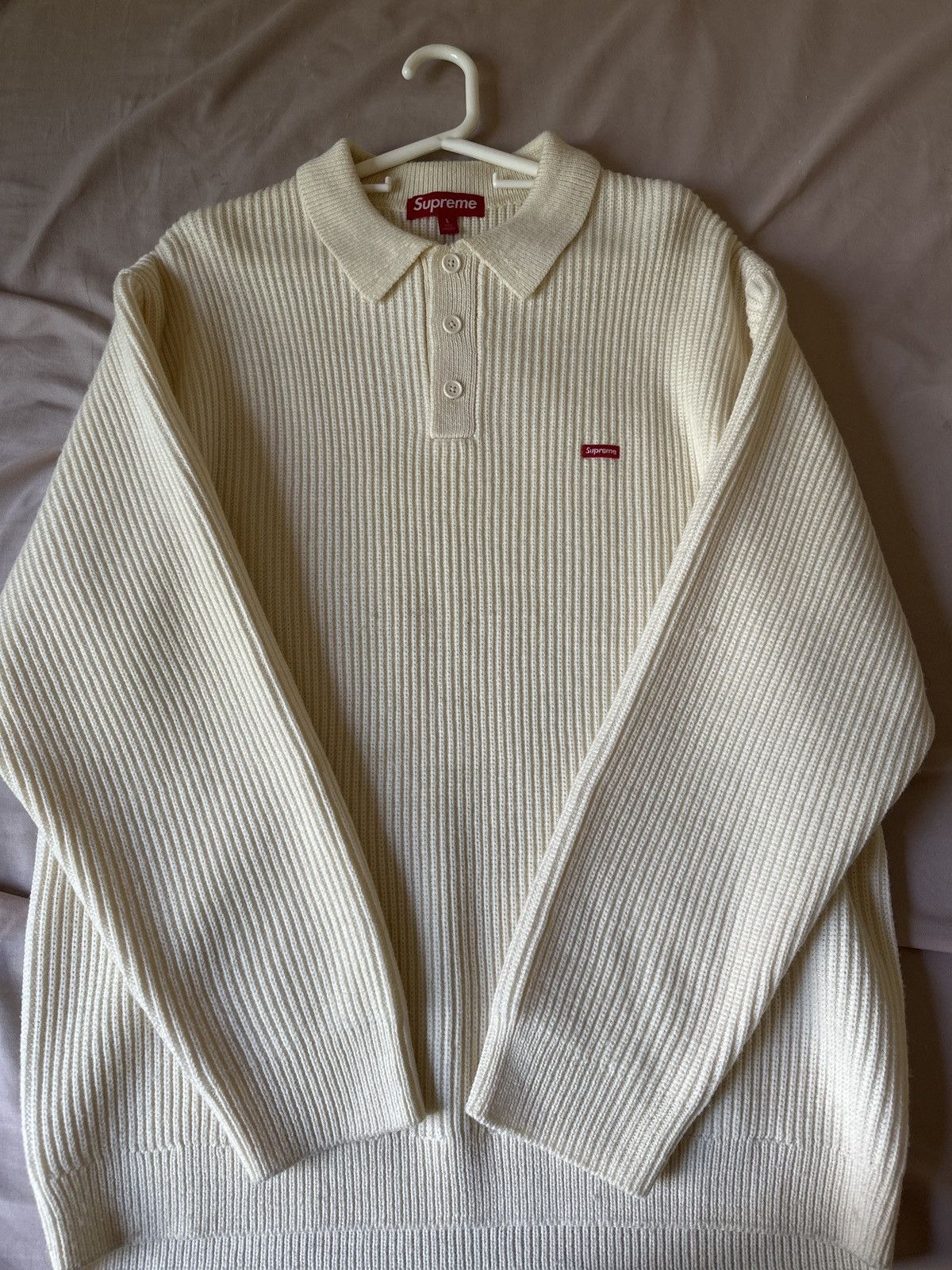 Supreme Supreme Small Box Polo Sweater Cream Large Size US L / EU 52-54 / 3 - 1 Thumbnail