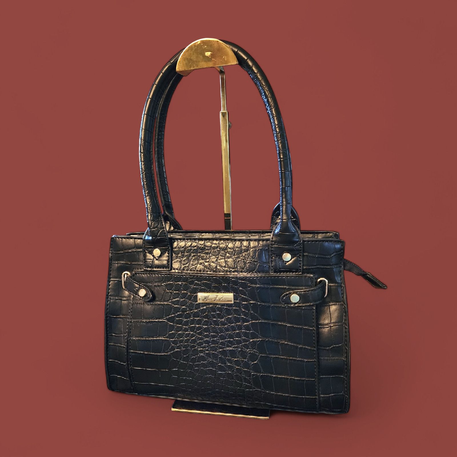 Marc Fisher Marc Fisher Cherry Hill Belted Tote in black Faux Leather Size ONE SIZE - 1 Thumbnail
