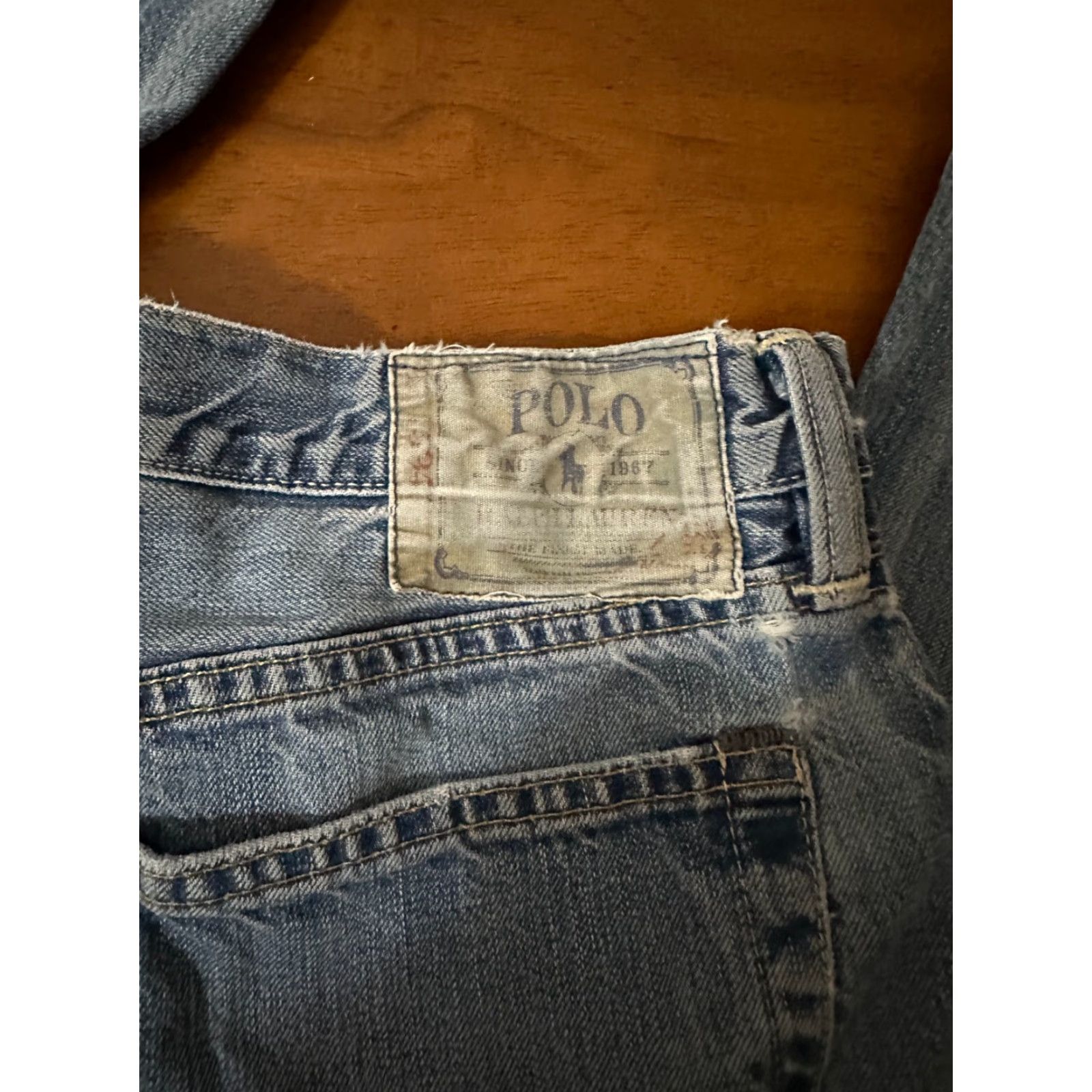 Polo Ralph Lauren VINTAGE Polo Ralph Lauren Jeans 5-Pocket Straight Leg Men's 34x32 Blue Medium Wash Regular Denim 100% Cotton Belt Loops Size US S / EU 44-46 / 1 - 3 Thumbnail