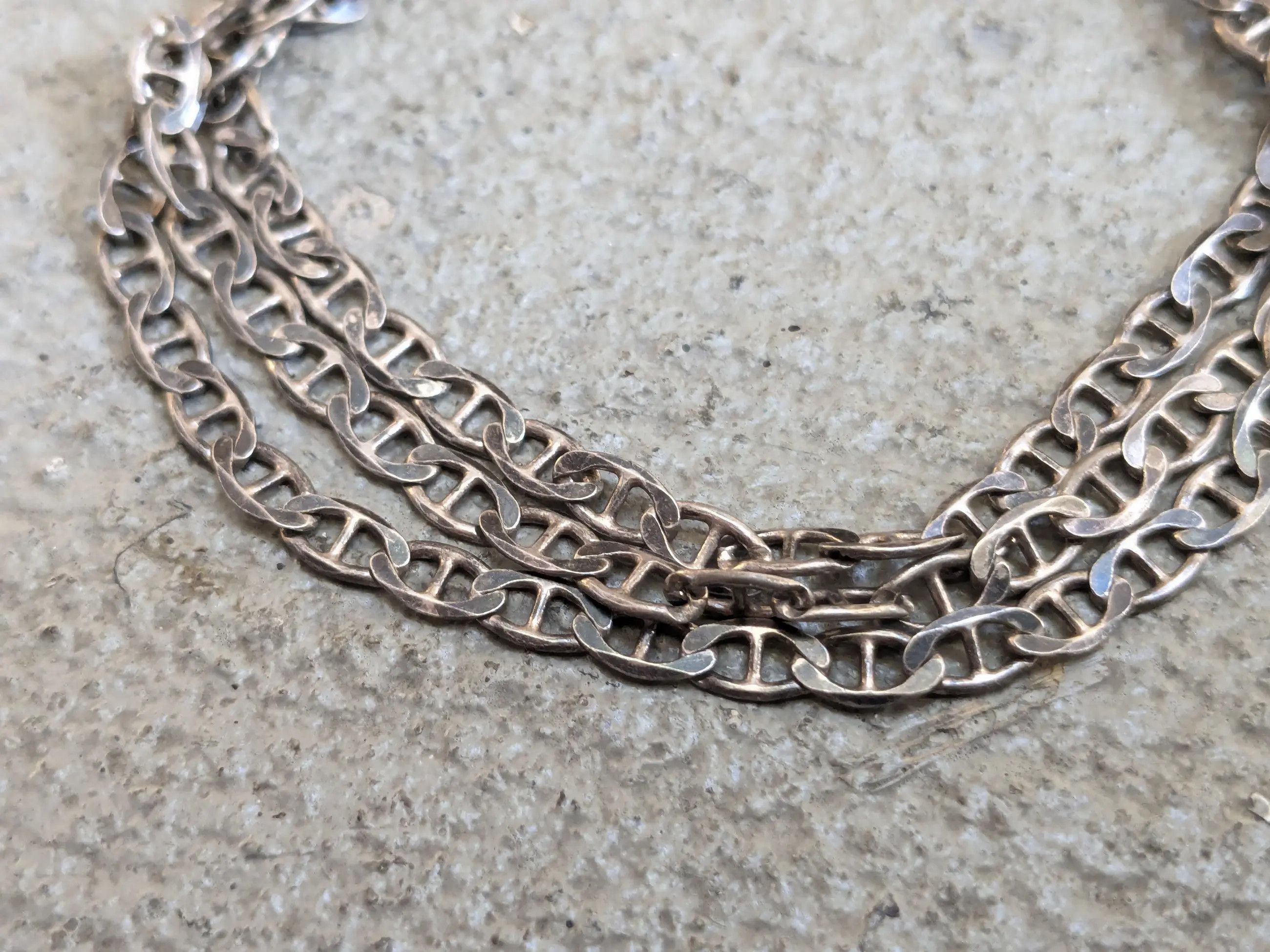 Jewelry Vintage Sterling Silver Necklace Mariner Anchor 22" Italy Size ONE SIZE - 5 Thumbnail