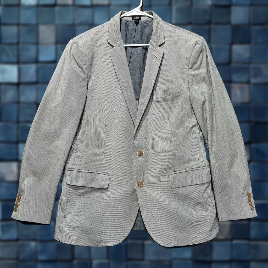 J.Crew J.CREW Blazer Mens Large Blue Pinstripe Unconstructed Ludlow Sport Coat Jacket Size 42R - 1 Thumbnail
