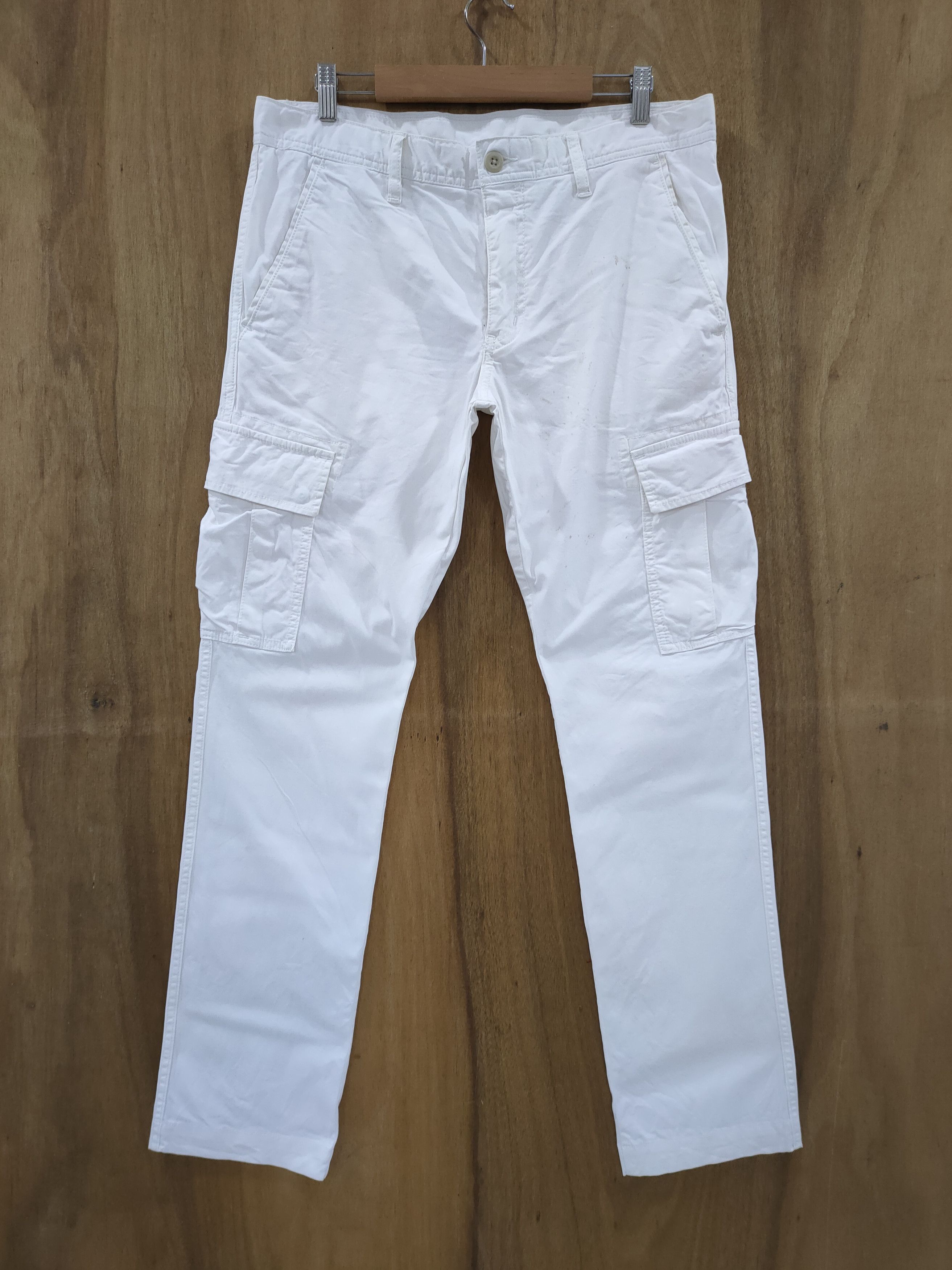 Japanese Brand JAPANESE WHITE YELLOW SKINNY CARGO PANTS Size US 33 - 1 Thumbnail