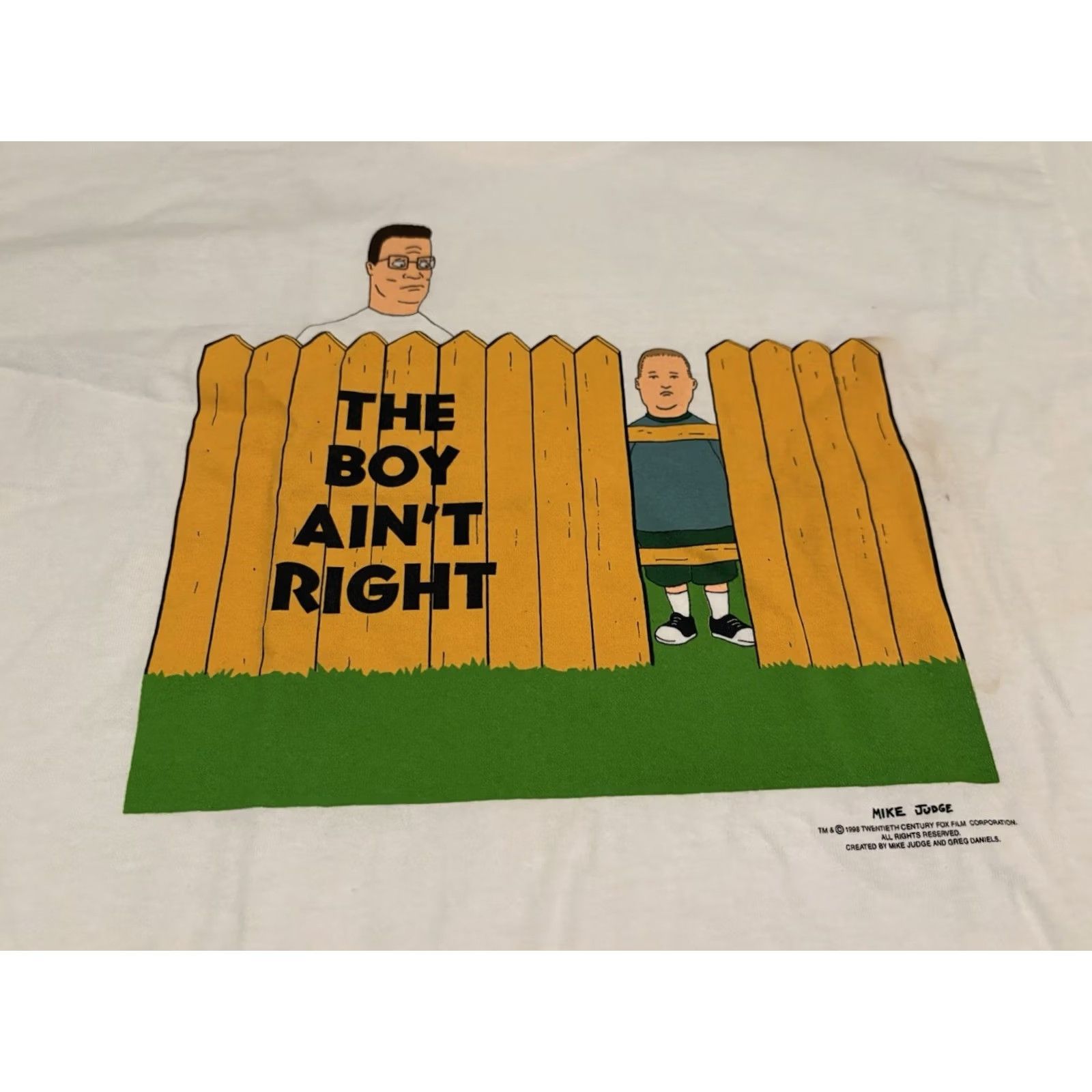 Vintage VINTAGE King of the Hill Shirt Hank Bobby Boy Ain't Right Stanley Desantis Crew Neck White Cotton Short Sleeve L Mens T-Shirt 1998 Cartoon Size US L / EU 52-54 / 3 - 4 Thumbnail