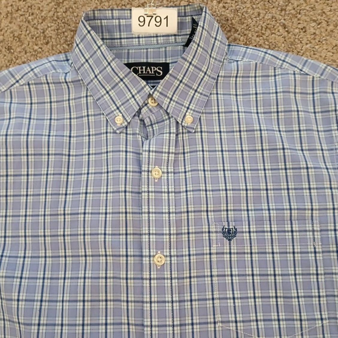 Chaps Chaps Shirt Mens Medium Purple Lavender Plaid Long Sleeve Button Down Easy Care Size US M / EU 48-50 / 2 - 3 Thumbnail